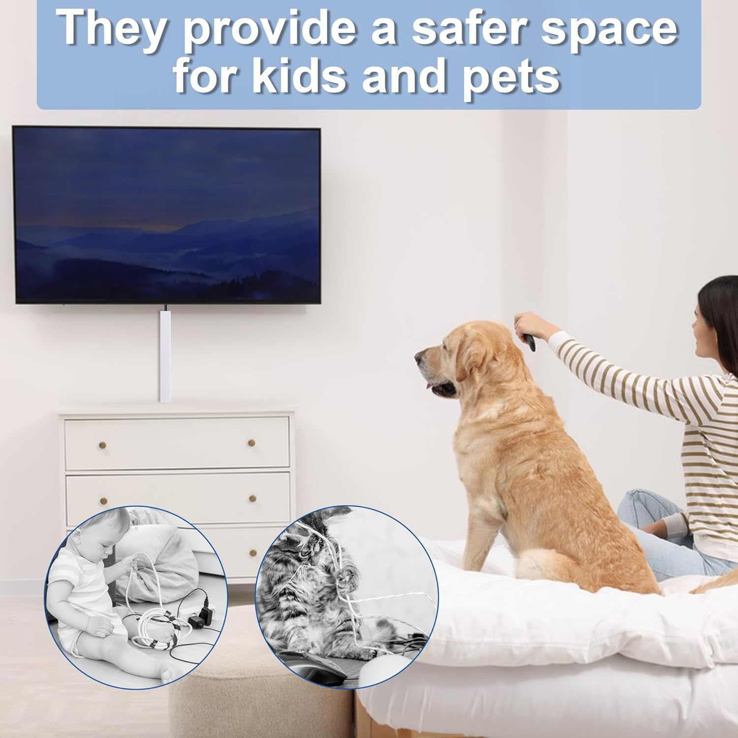 Cord Hider, 58in Cable Hider, Cord Covers for Wires on Wall, Paintable Cable Cover Raceway, Wire Hiders for TV on Wall, Cord Concealer, Cord Cable Management, 4X L14.5 W0.96 H0.58in, White