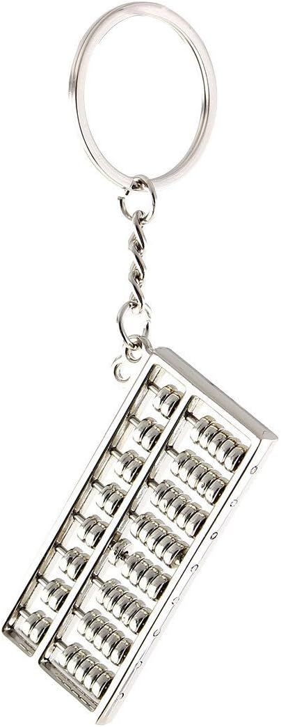 Alloy 8 Rolls Mini Abacus Keychain Key Ring Chain Metal Fob Pendant Ornament Trinket Silver