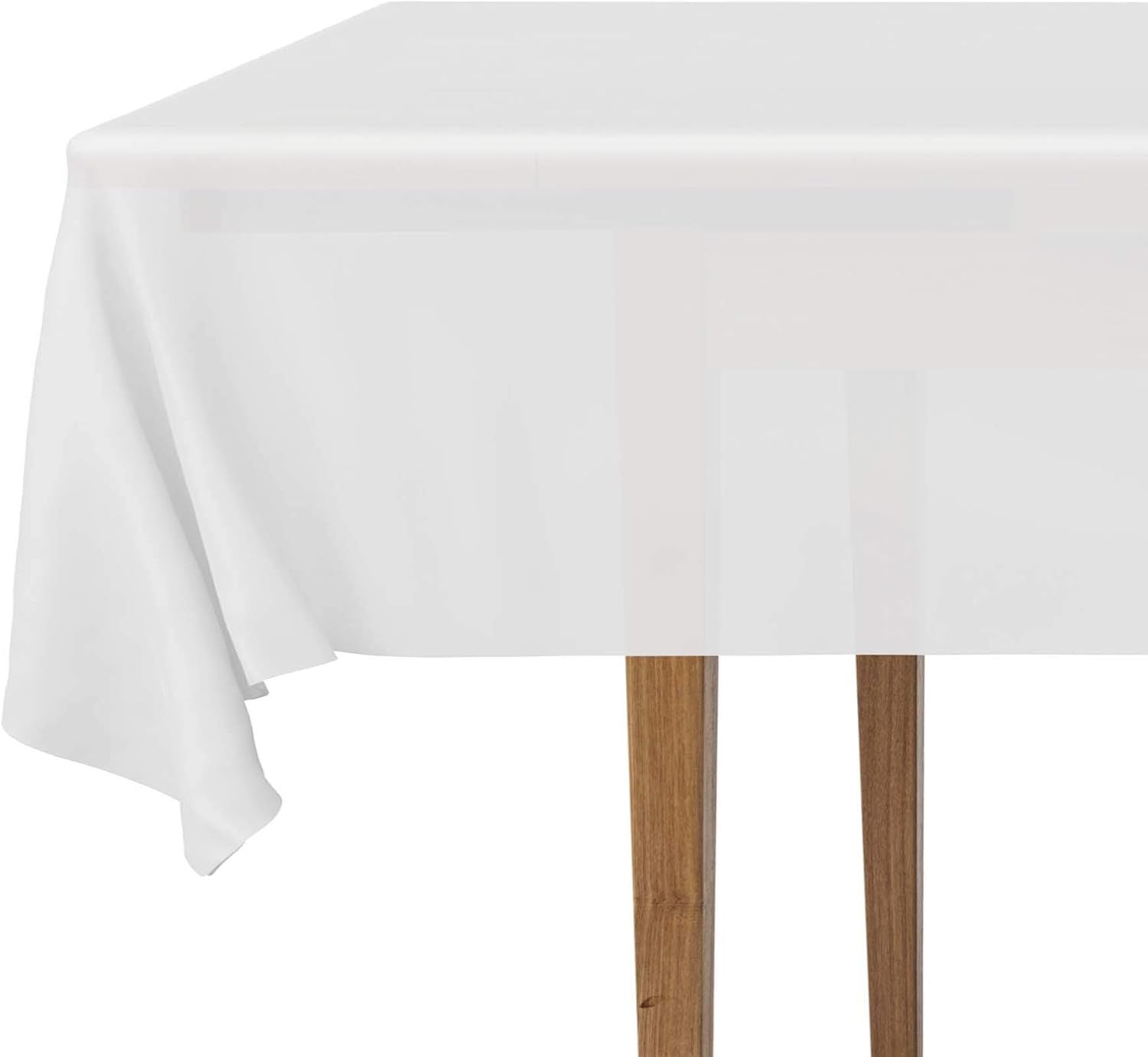 2 Rectangular Tablecloths, BPA-Free Plastic, 54 x 108 Inch, Disposable or Reusable Table Cover for Parties, Picnic & Outdoor, White 2 Pack, Individually Wrapped