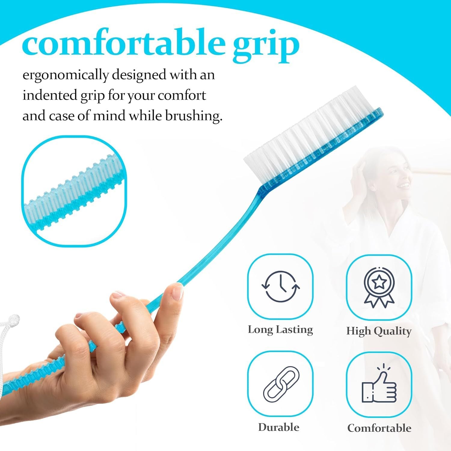 Random Color, 1 Pack Bath Brush with Bristles, Long Handle for Exfoliating Back, Body, and Feet, Bath and Shower Scrubber