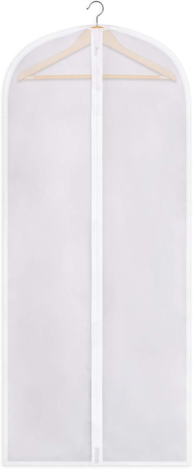 Zippered Garment Bag, Large 53 x 23 inches, Dress Bag for Gowns, Suits, Jackets, Dresses, Hanging Clothing Storage Bag, Water Repellent, Dust Proof, Clear 1 Pack
