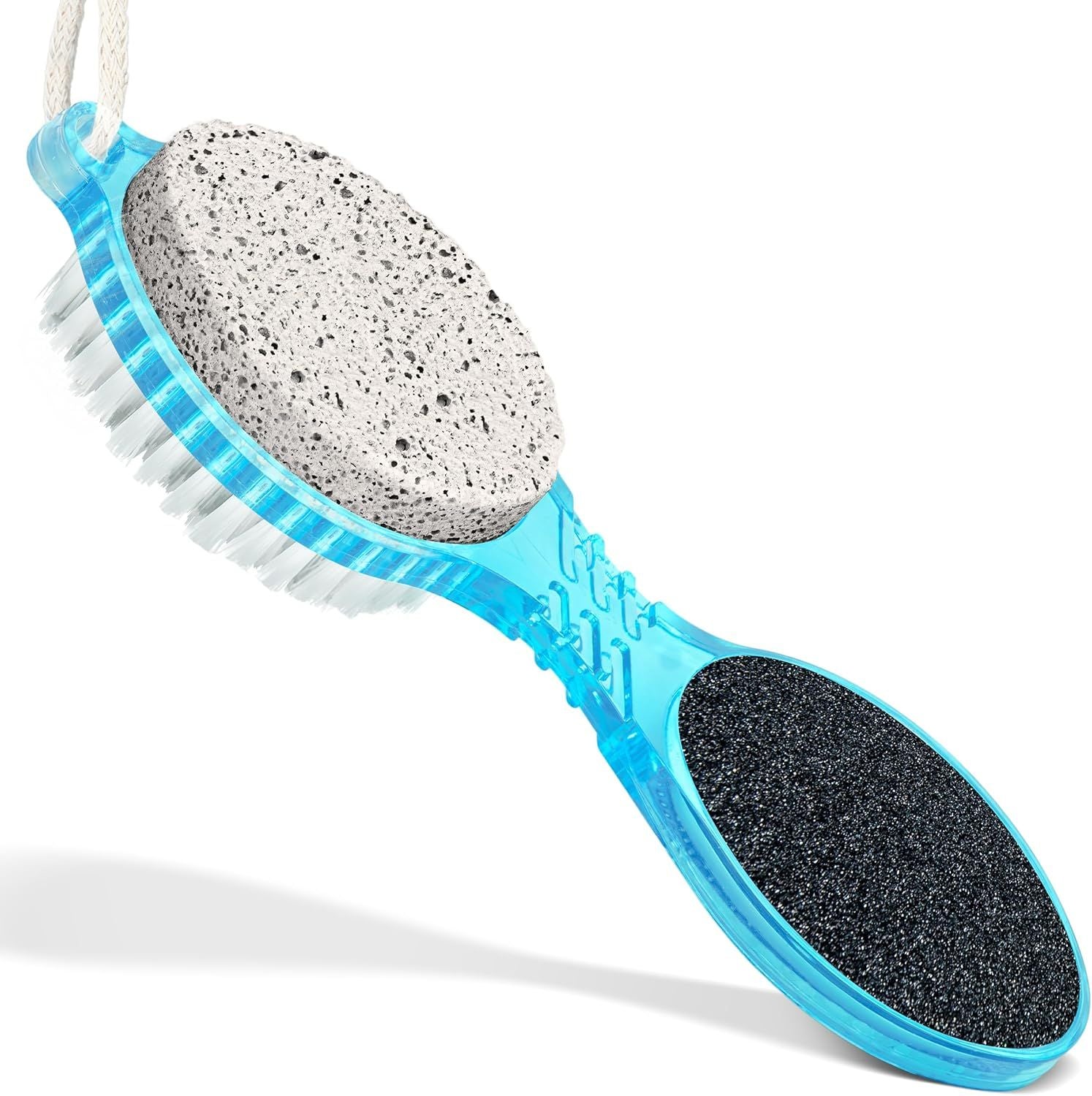 4 in 1 Pedicure Paddle Kit Tool with Pumice Stone for Feet, Foot Hand Toe Nail Cleaning Brush, Metal File and Emery Board, Manicure Foot Rasp Callus Remover Pedi Set Random Color, 1 Pack