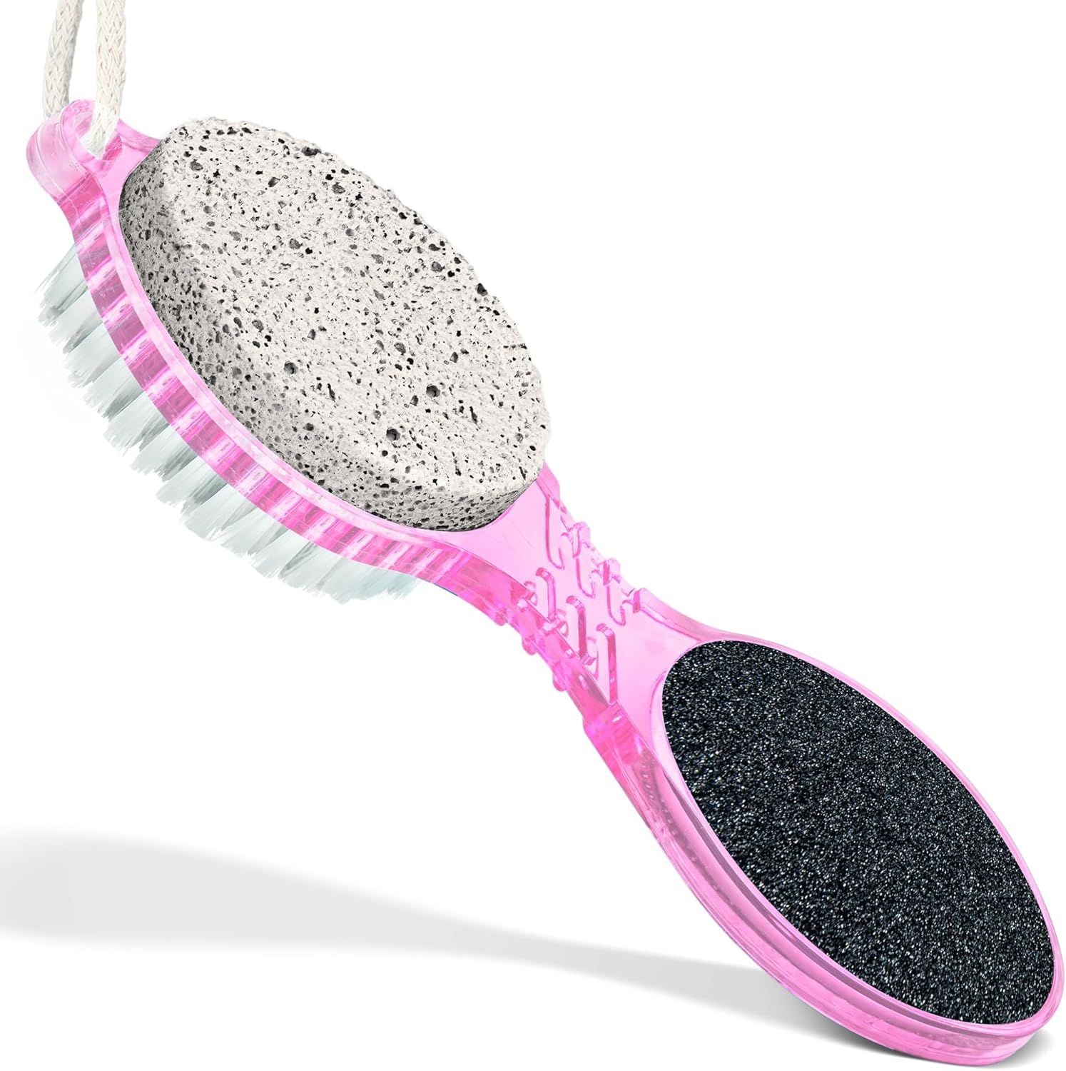 4 in 1 Pedicure Paddle Kit Tool with Pumice Stone for Feet, Foot Hand Toe Nail Cleaning Brush, Metal File and Emery Board, Manicure Foot Rasp Callus Remover Pedi Set Random Color, 1 Pack