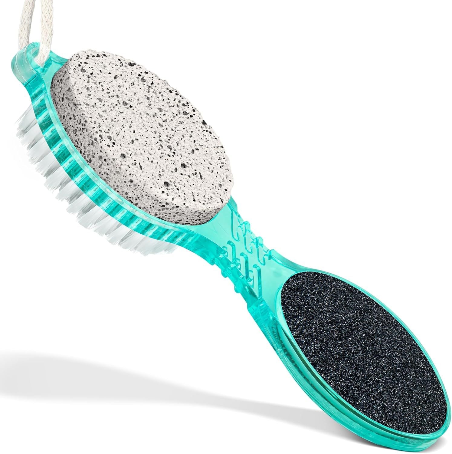 4 in 1 Pedicure Paddle Kit Tool with Pumice Stone for Feet, Foot Hand Toe Nail Cleaning Brush, Metal File and Emery Board, Manicure Foot Rasp Callus Remover Pedi Set Random Color, 1 Pack