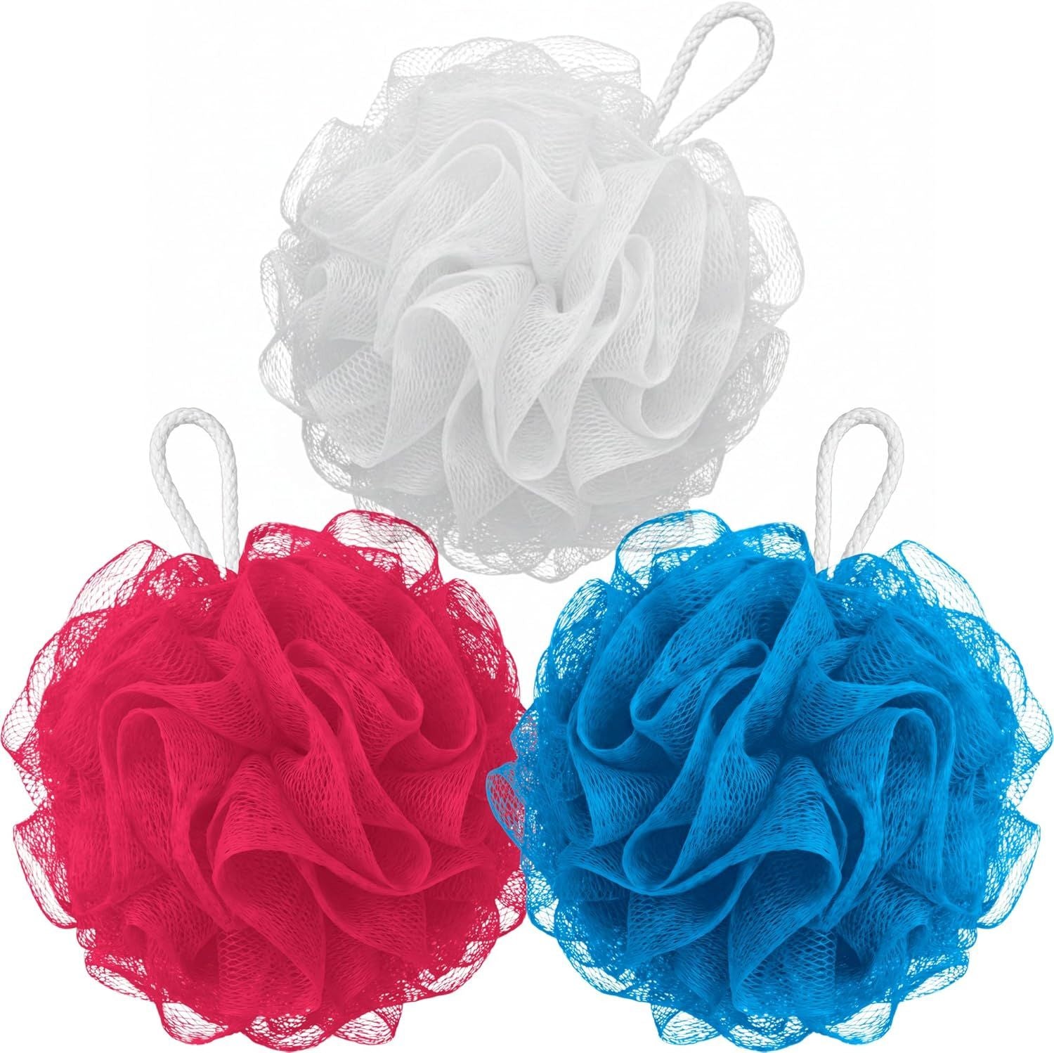 3 Pack Loofah Sponges, Gentle Body Scrubber for Body Wash, Shower Gel, Durable and Exfoliating Mesh Loofahs 3 Pack