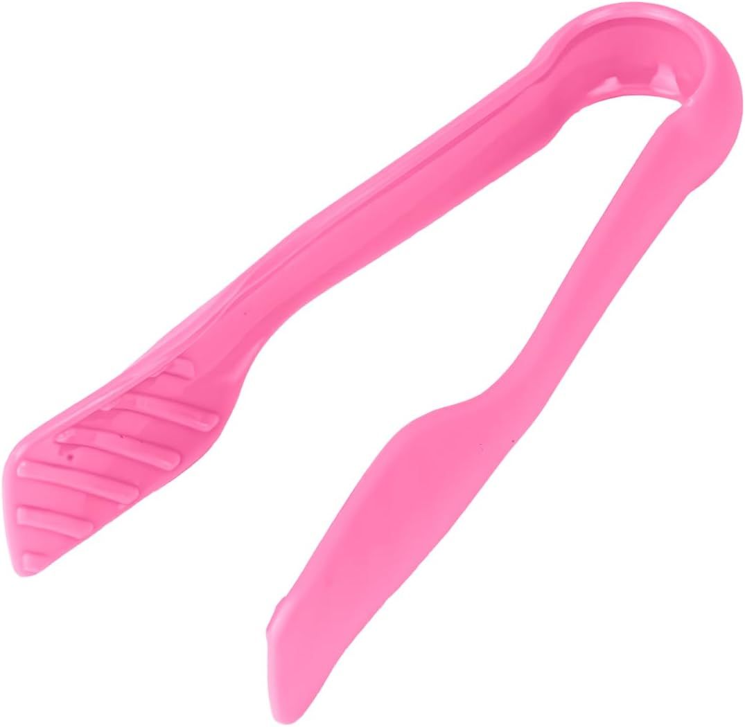 3 Pcs 6” x 8” x 10” Multi Colored Plastic Tong Set, 3 Pack Durable BPA-Free Quality Heavy Duty Perfect for BBQ, Grilling, Salad, Buffets and Kitchen Pink, Red