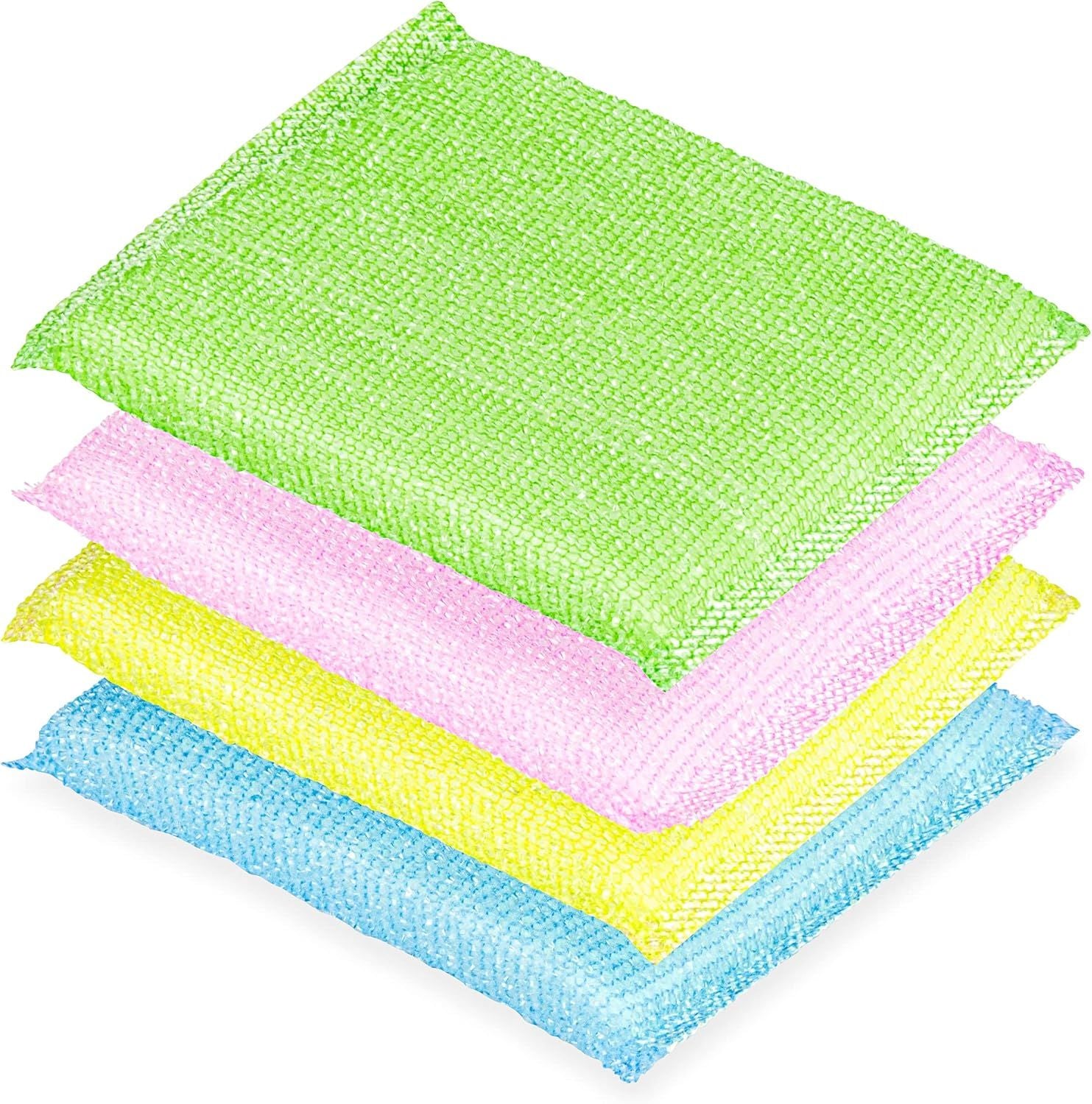 4 Multipurpose Scouring Pads, Non-Scratch Cleaning Sponge for Kitchen, Bathroom, Pots, Pans, and Dishes 4 Pack