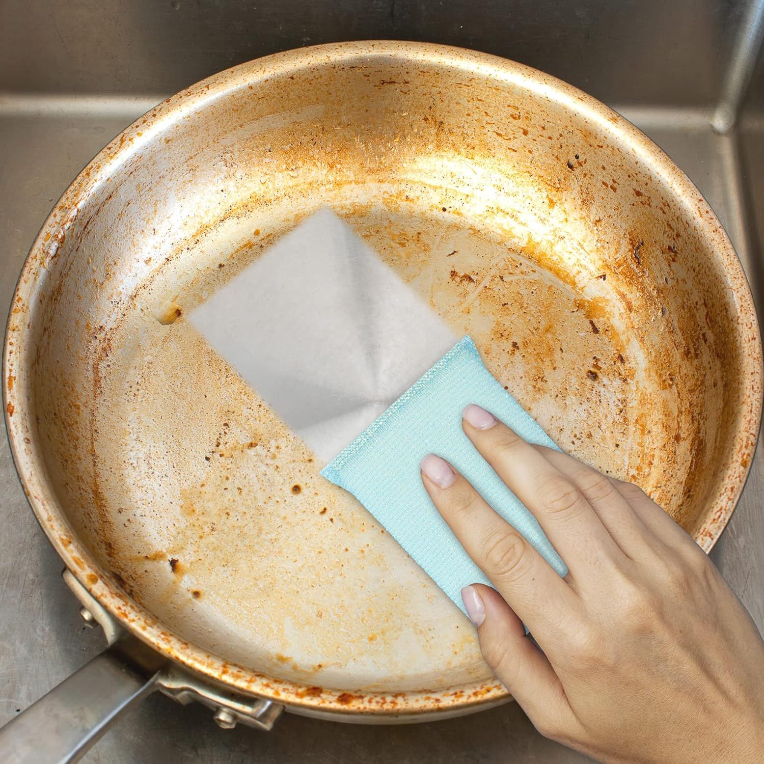 4 Multipurpose Scouring Pads, Non-Scratch Cleaning Sponge for Kitchen, Bathroom, Pots, Pans, and Dishes 4 Pack