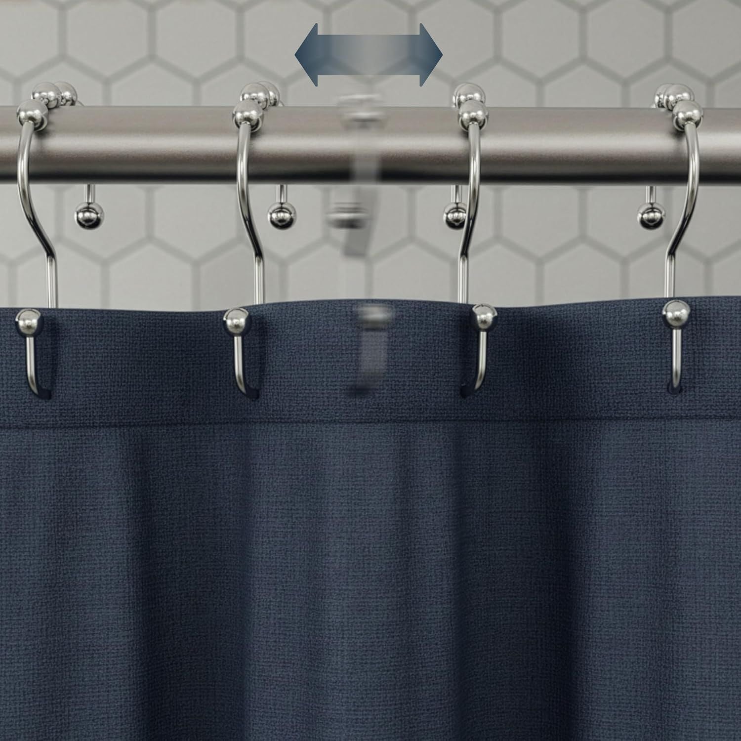 12 Pack Shower Curtain Hooks, Heavy Duty Coated Stainless Steel, Rustproof and Corrosion Resistant, Smooth Glide Double Hooks for Standard Shower Rods, Chrome 12 Pack