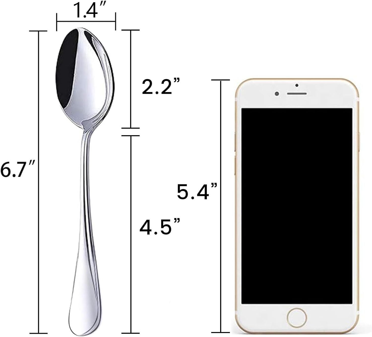 Stainless Steel Teaspoons, 6-Piece Coffee & Dessert Spoons Set, 6.7 Inch Small Spoons for Tea, Sugar, Yogurt & Ice Cream, Mirror Polished, Dishwasher Safe