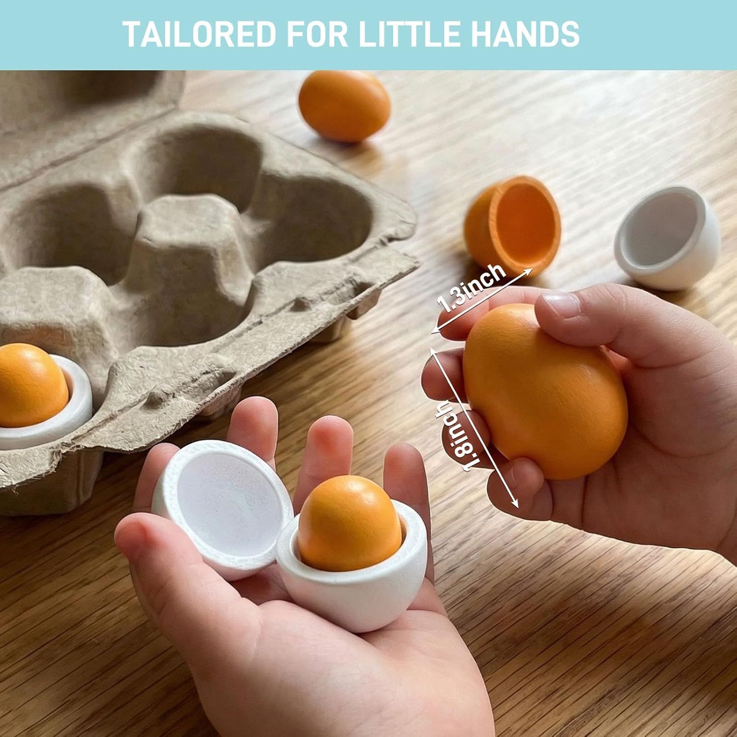 6PCS Play Food Sets for Kids Kitchen,Play Kitchen Accessories Wooden Egg Toy Food Grocery Store Pretend for Toddler Cooking DIY