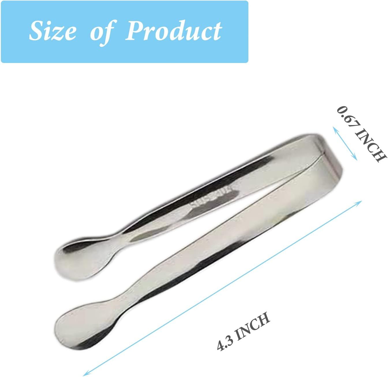 6PCS Ice Tongs Mini Sugar Tongs 4.25Inch Stainless Steel Kitchen Utensils Set,Small Serving Tong and Tiny Kitchen Tong for Appetizers,Tea Party, Coffee Bar, Desserts by Silver