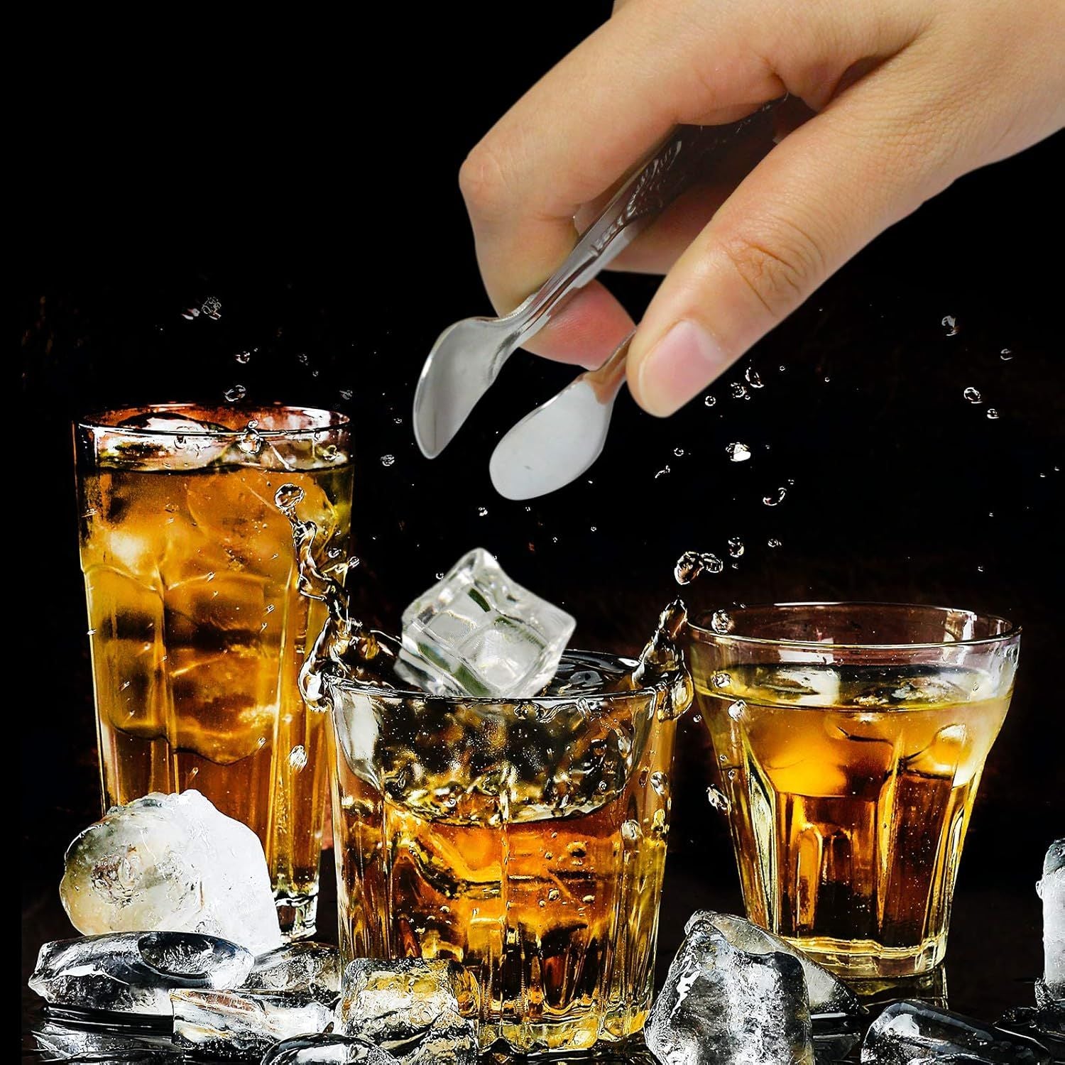 3PCS Mini Serving Tongs, 4Inch Rose Stainless Steel Sugar Cube Tongs, Sliver Small Ice Tong for Tea and Coffee Party, Appetizers, Desserts by Silver