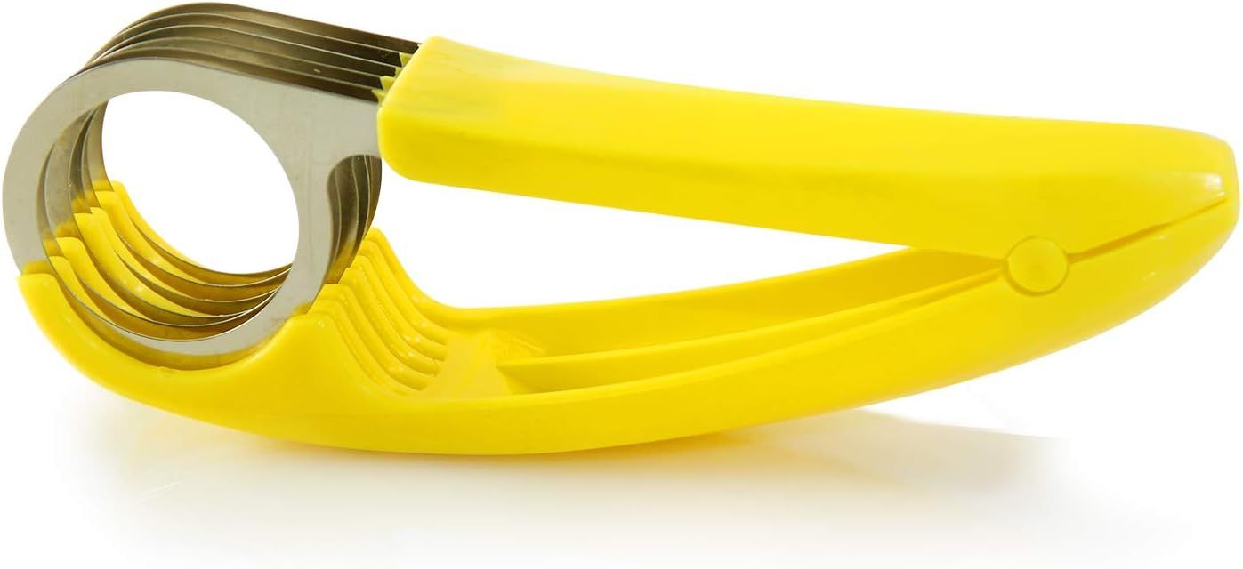 Banana Slicer,ABS + Stainless Steel Fruit and Vegetable Salad Peeler Cutter Kitchen Tools For Banana,Strawberry,Grape 1 pcs