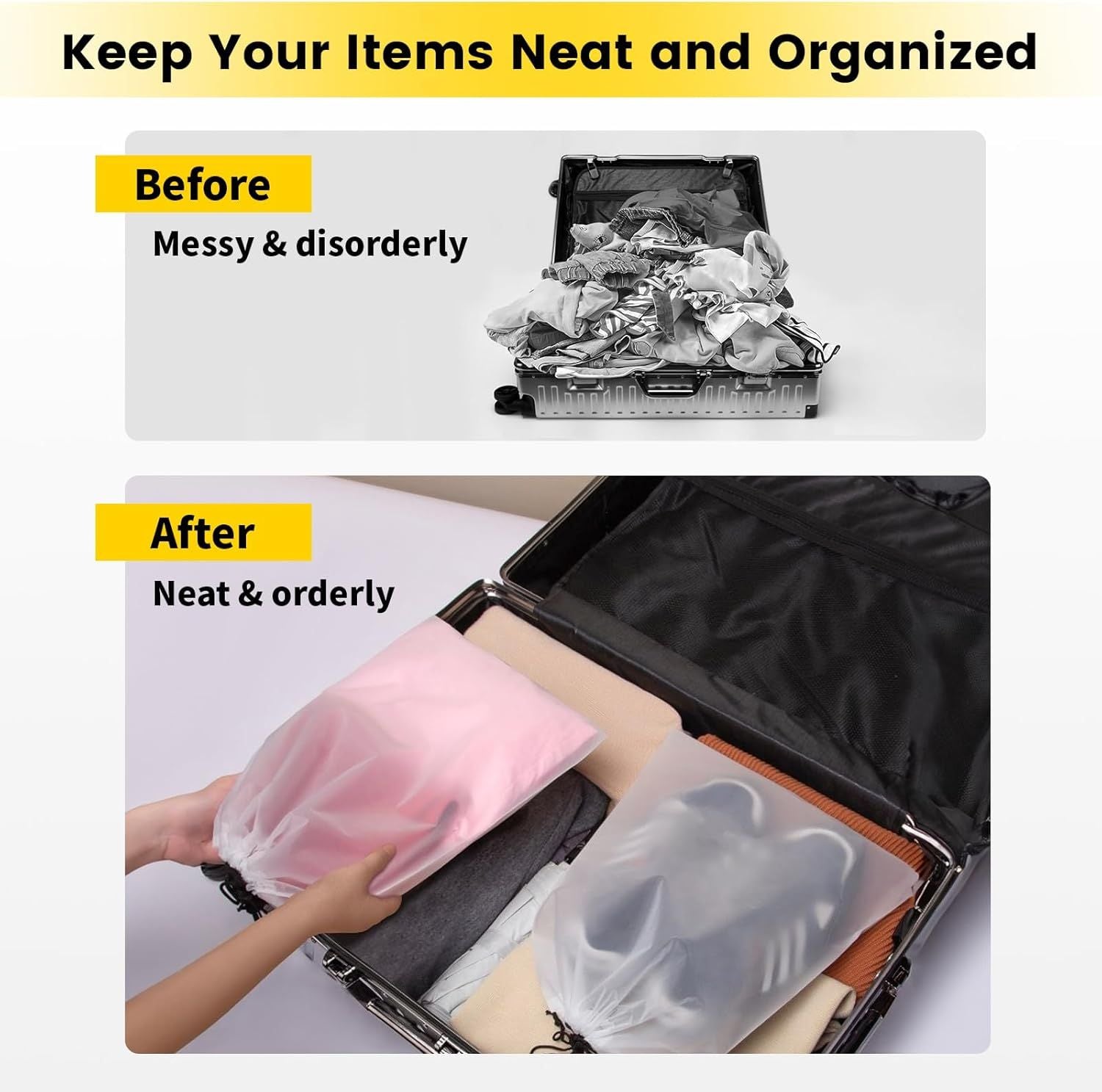 Shoe Bags for Travel - 6 Pcs Transparent Drawstring Backpack Travel Shoe Bag Clear Drawstring Bag Large Shoe Organizer with Rope Travel Essentials for Men Women