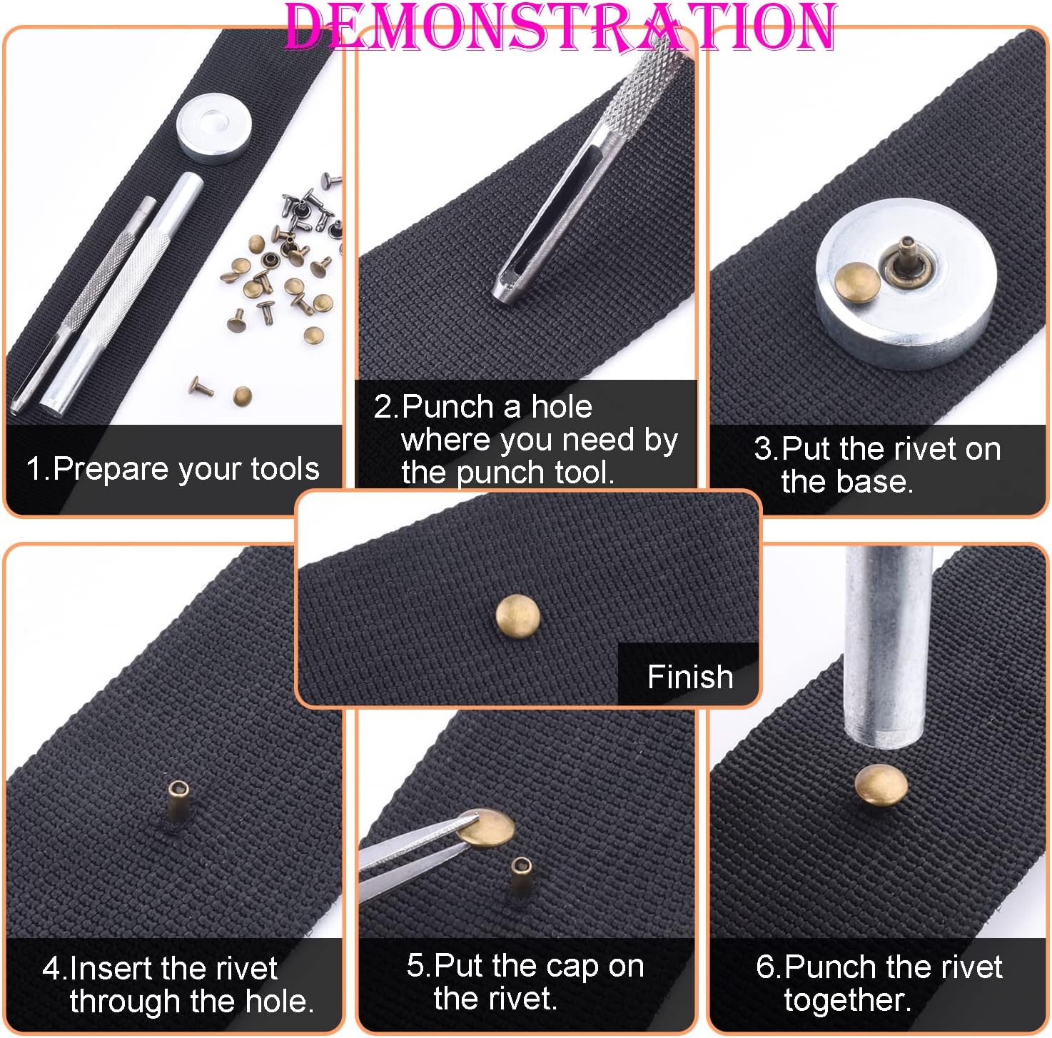 200Sets 6mm Round Cap Leather Rivets, Double Cap Rivets Tubular Metal Studs Rivets for Leather Purse Keyrings Repair and Crafts Decoration 6mm Silver