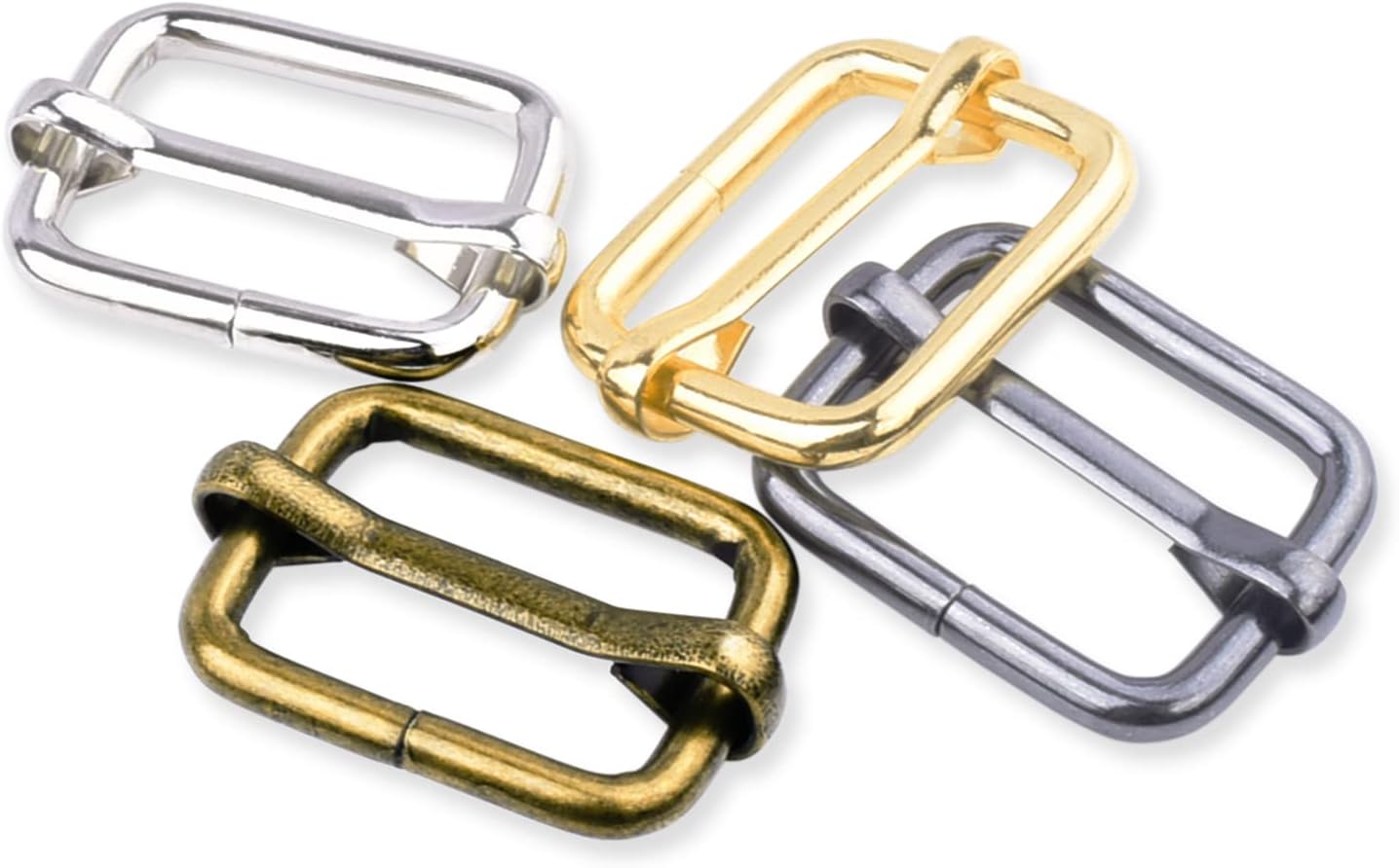 CooBigo 25 Pack 1 Inch Metal Adjustable Slide Buckles Tri-Glide Rectangle Adjuster Suspender Strap Slider for Purse Bag Hardware Making Supplies Backpack replacement Keeper Mixed