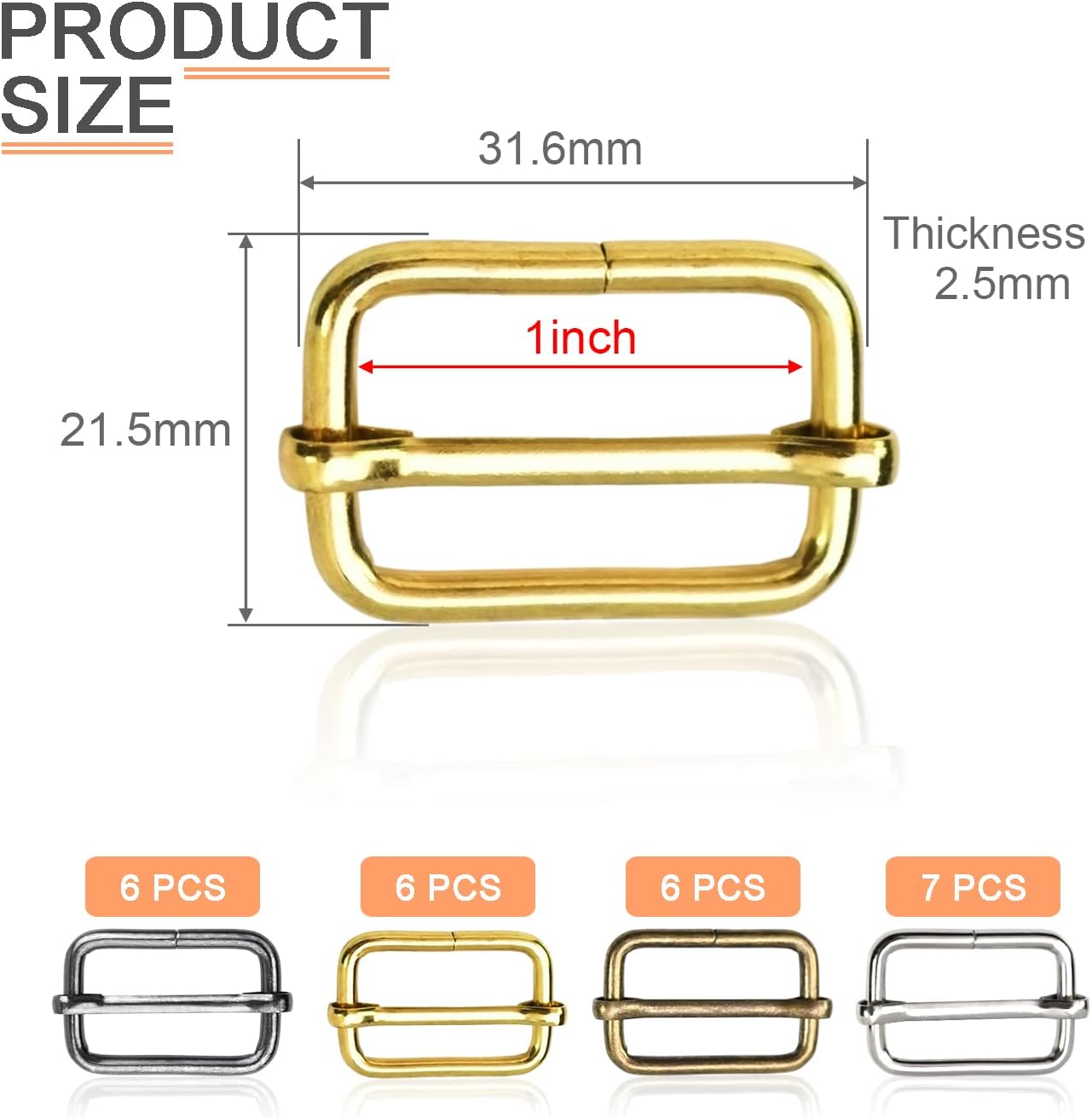 CooBigo 25 Pack 1 Inch Metal Adjustable Slide Buckles Tri-Glide Rectangle Adjuster Suspender Strap Slider for Purse Bag Hardware Making Supplies Backpack replacement Keeper Mixed