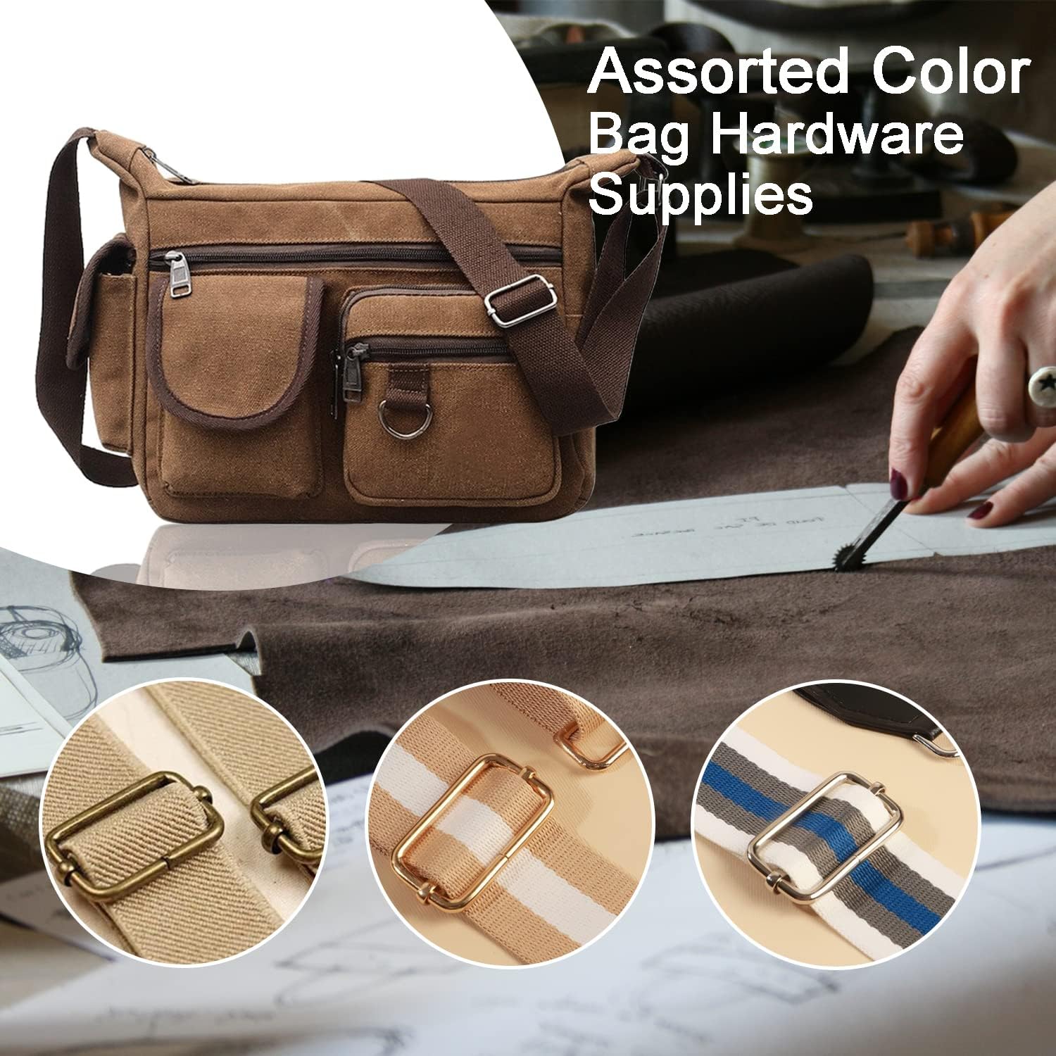 CooBigo 25 Pack 1 Inch Metal Adjustable Slide Buckles Tri-Glide Rectangle Adjuster Suspender Strap Slider for Purse Bag Hardware Making Supplies Backpack replacement Keeper Mixed