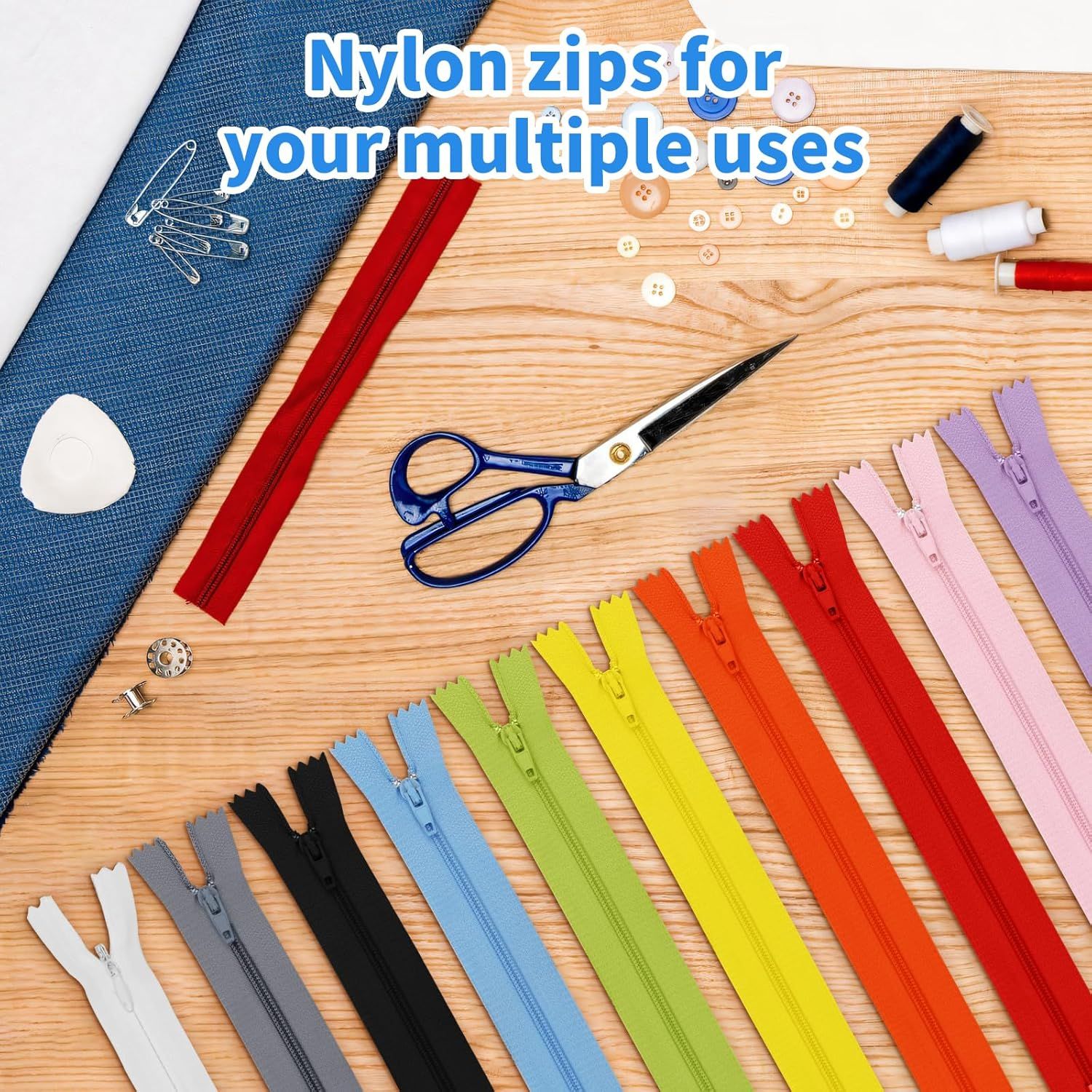 30 Pcs Nylon Coil Zippers for Tailor Sewing in 10 Assorted Colors - Mixed Color Invisible Zippers for Bags, Garment Craft DIY Accessories 9.5 Inches
