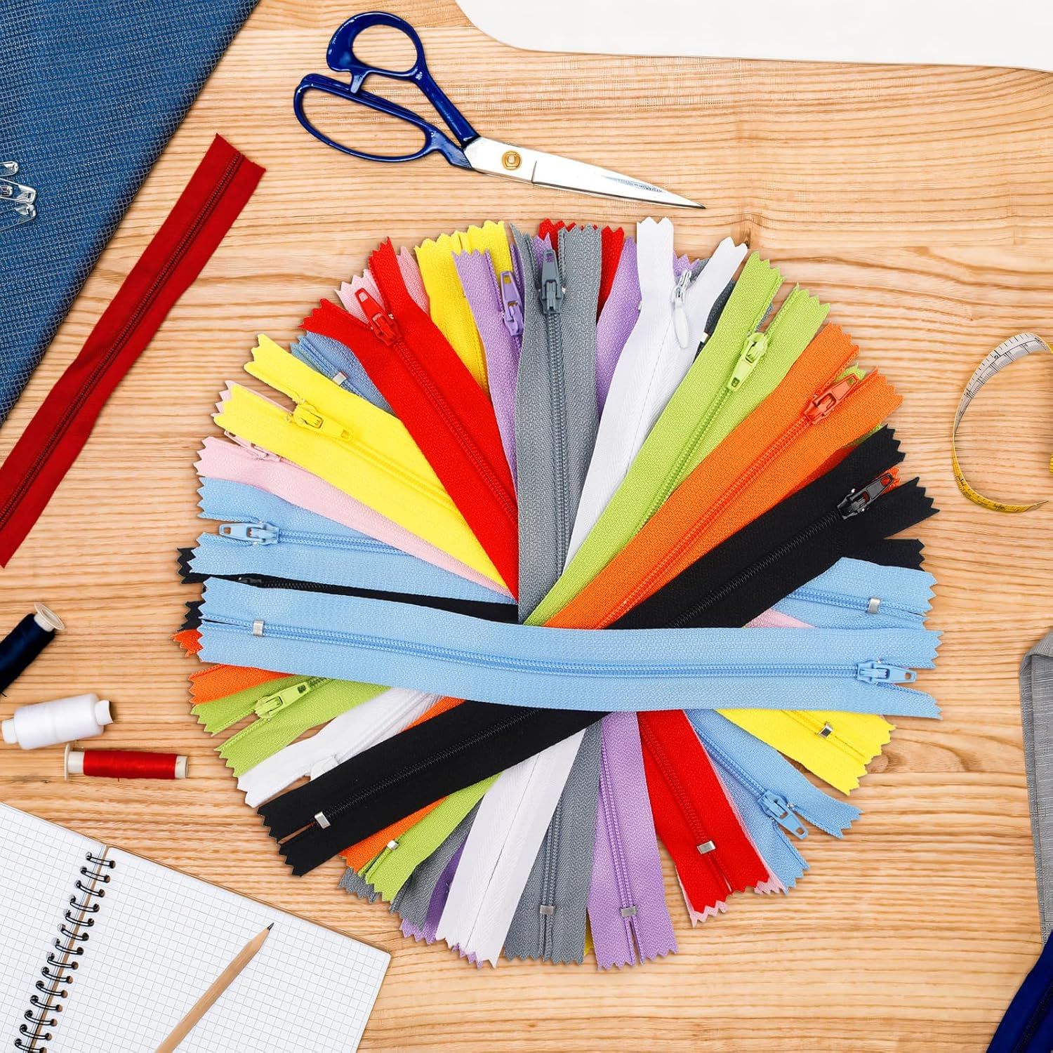 30 Pcs Nylon Coil Zippers for Tailor Sewing in 10 Assorted Colors - Mixed Color Invisible Zippers for Bags, Garment Craft DIY Accessories 9.5 Inches