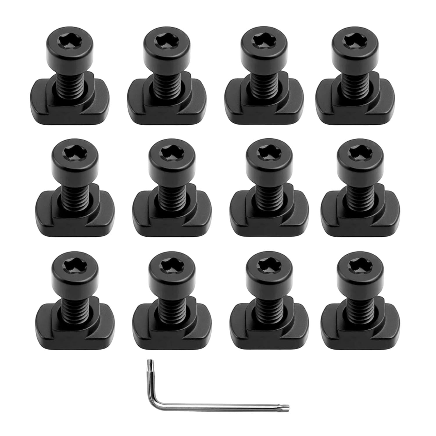 T Bolt M4/ M Lok Nuts, 12PCS M4 T Nutings and Screws, Mlok-Screw and Nutings Replacement Set, T-Nuts/Screws Replaces Setings Steel, Rail Mount Screwing/T-Nuting Accessories