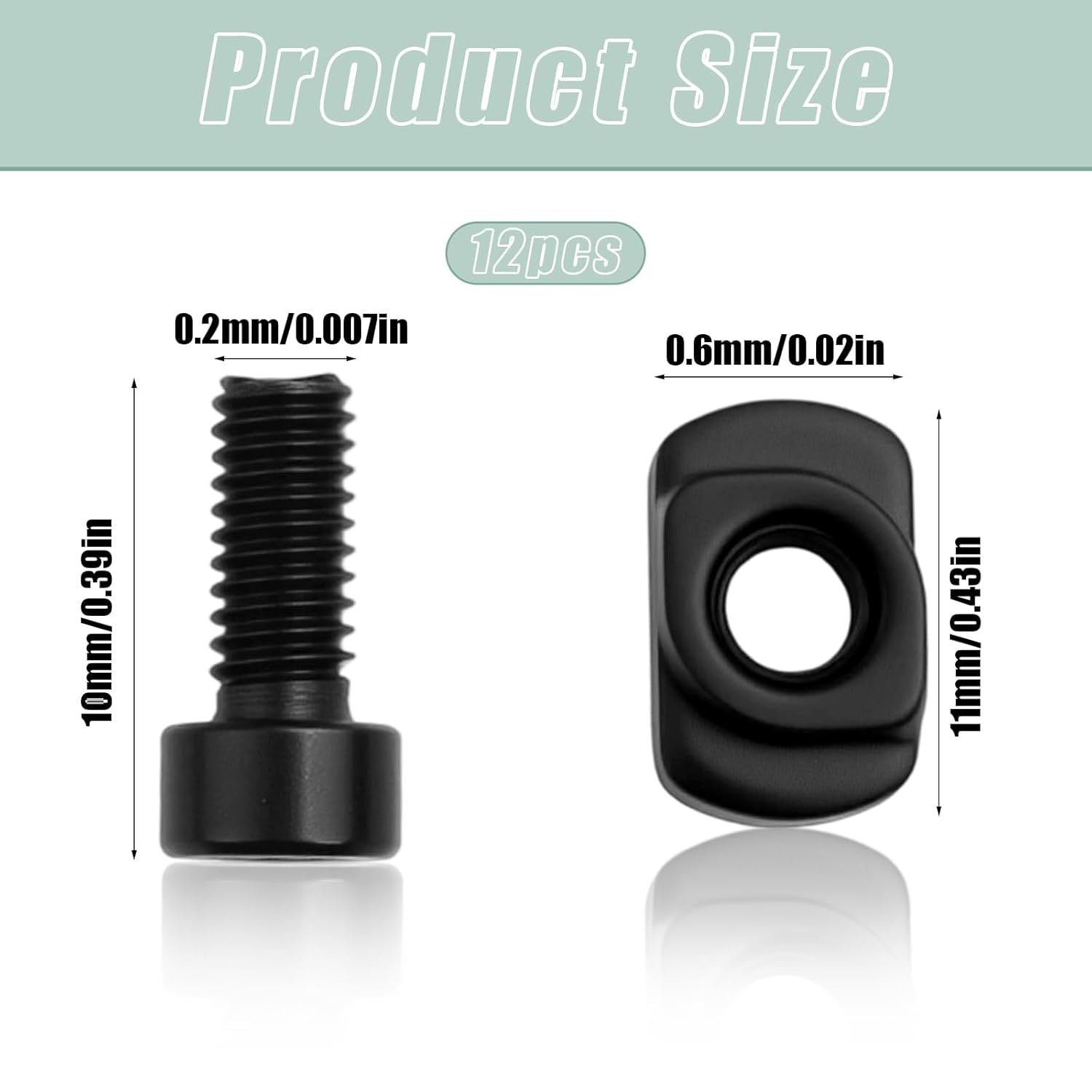 T Bolt M4/ M Lok Nuts, 12PCS M4 T Nutings and Screws, Mlok-Screw and Nutings Replacement Set, T-Nuts/Screws Replaces Setings Steel, Rail Mount Screwing/T-Nuting Accessories