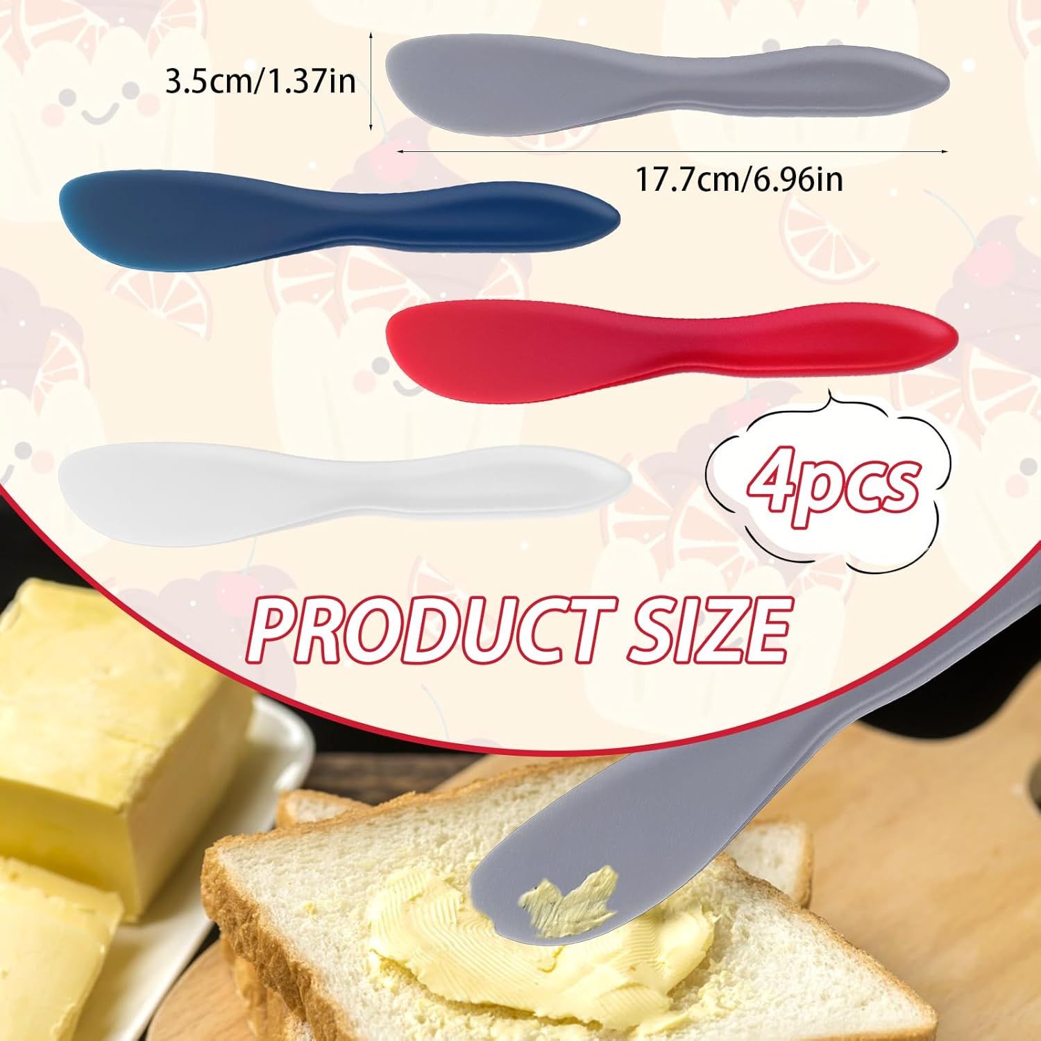 4Pack Plastic Butter Spreader Knife, 6.96X1.37'' Multi Purpose Butter Knifves Spreader, Butter Cheese Spreader Frosting Knives, Plastic Multi Purpose Buttering Knife-cutter for Butter, Jelly, Cream Cheese and Nut Butter