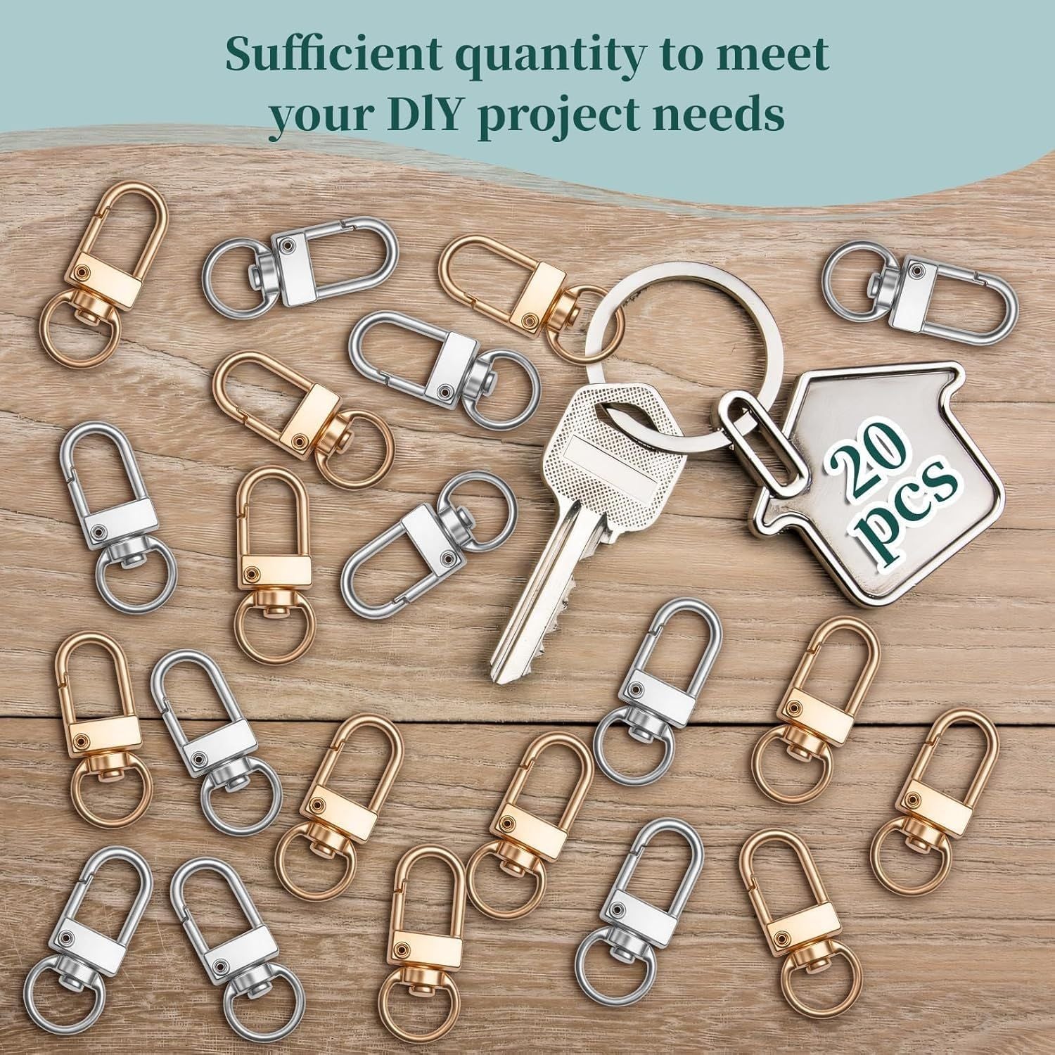 20Pcs 1.26 x 0.39 Inch Swivel Snap Key Chain Clip Hook Small Metal Lobster Claw Clasp Mini Swivel Lanyards Snap Hooks for Bag Key Chains Connector Jewelry Making DIY Crafts Hardware Silver Finish