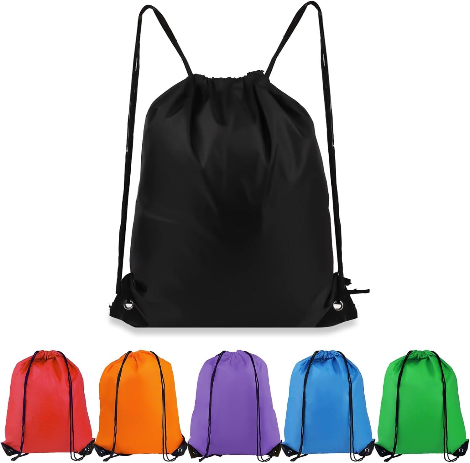 Drawstring Backpack 6 Colors Drawstring Bags, Draw String Back Bag Drawstring Bags Bulk for Sports, Gym, Travel, Swimming, Beach 6 PACK
