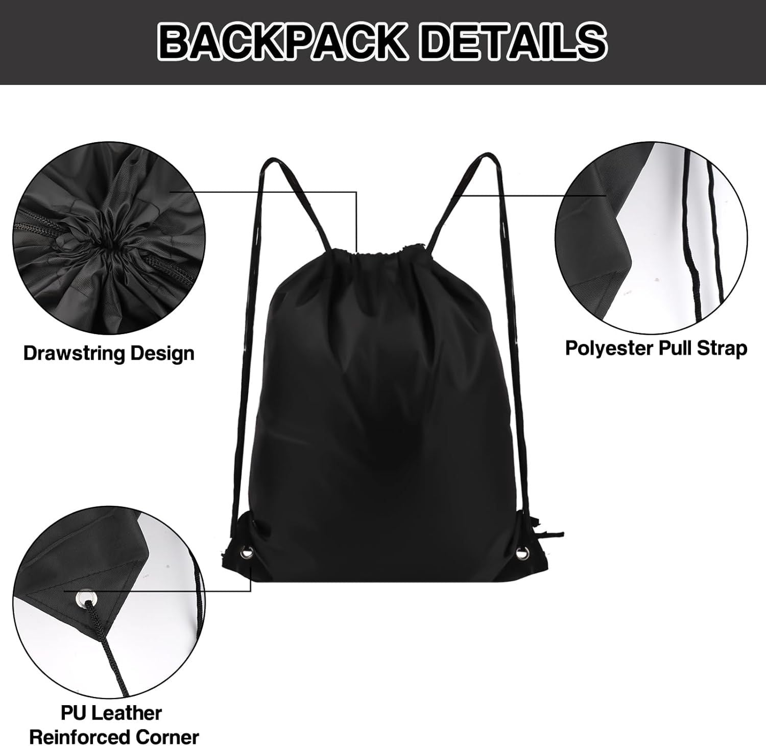 Drawstring Backpack 6 Colors Drawstring Bags, Draw String Back Bag Drawstring Bags Bulk for Sports, Gym, Travel, Swimming, Beach 6 PACK