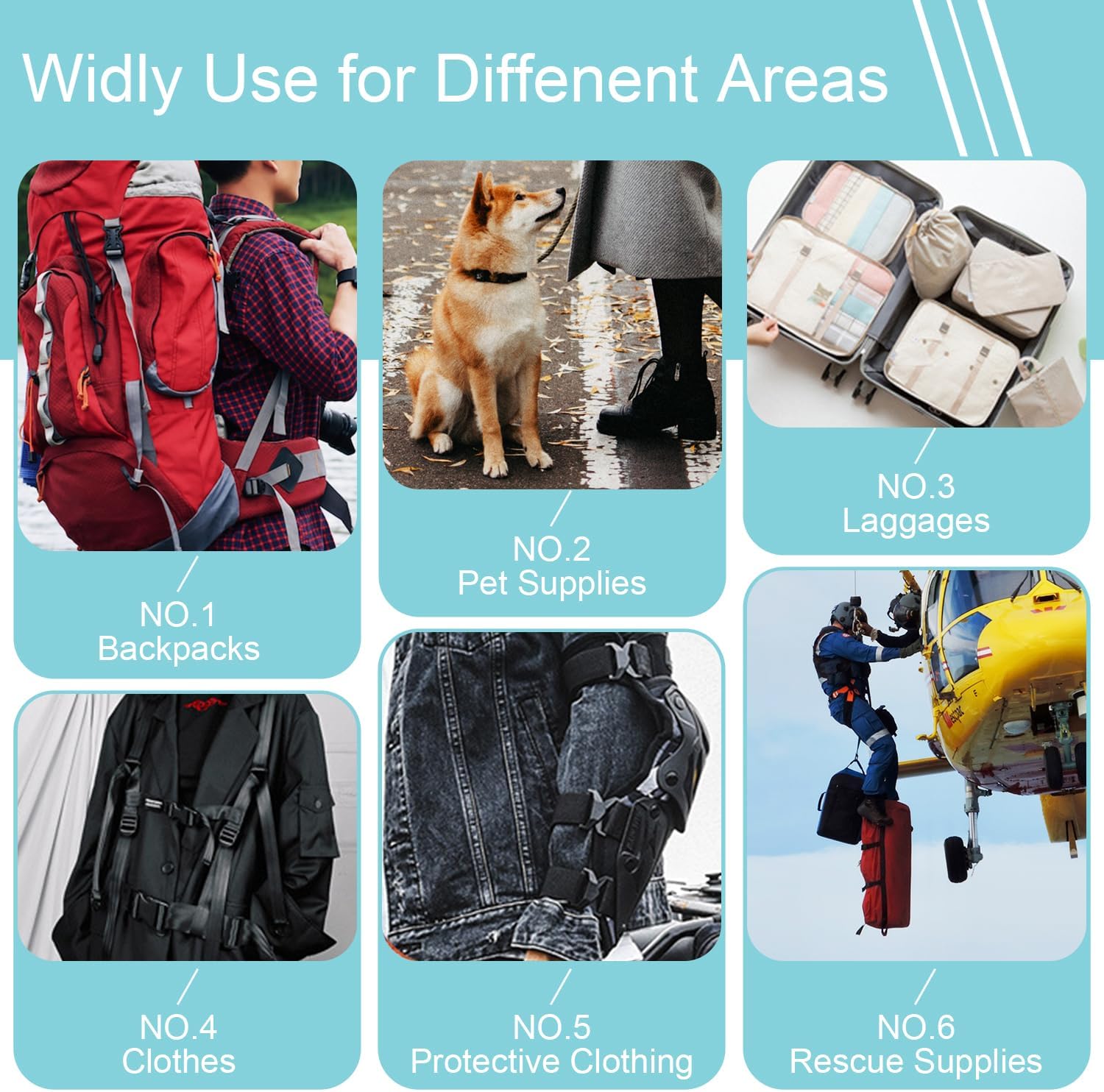 CooBigo 12 Pack Plastic Buckles for Straps 1 Inch Tri-Glide Slide, Plastic Slide Clip Heavy Duty Adjustable Webbing Tri-glides Slider Buckle for Backpack Straps Dog Collar Harness