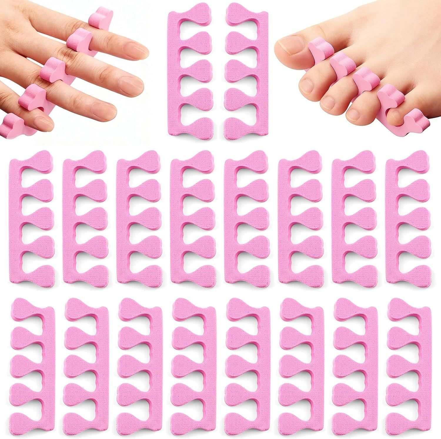 20 Pack Sponge Toe Separators, Toe Separators Set/Soft Foam Toe Separator, Flexible Toe Spacers for Pedicures Toe Dividers for Women Nail Art Pedicure Manicure 3.94x1.38''