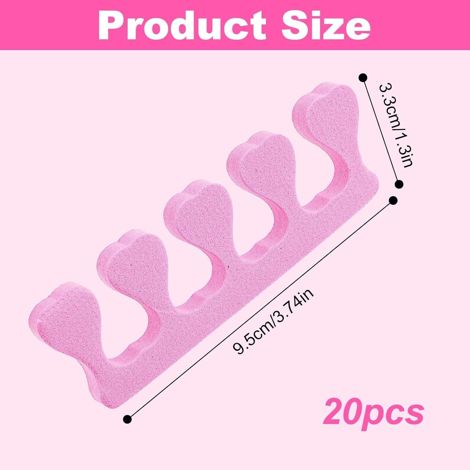 20 Pack Sponge Toe Separators, Toe Separators Set/Soft Foam Toe Separator, Flexible Toe Spacers for Pedicures Toe Dividers for Women Nail Art Pedicure Manicure 3.94x1.38''