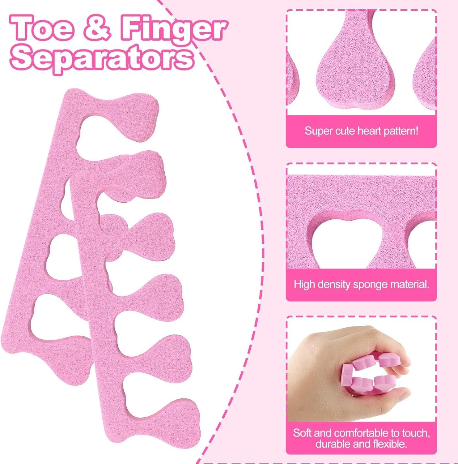 20 Pack Sponge Toe Separators, Toe Separators Set/Soft Foam Toe Separator, Flexible Toe Spacers for Pedicures Toe Dividers for Women Nail Art Pedicure Manicure 3.94x1.38''