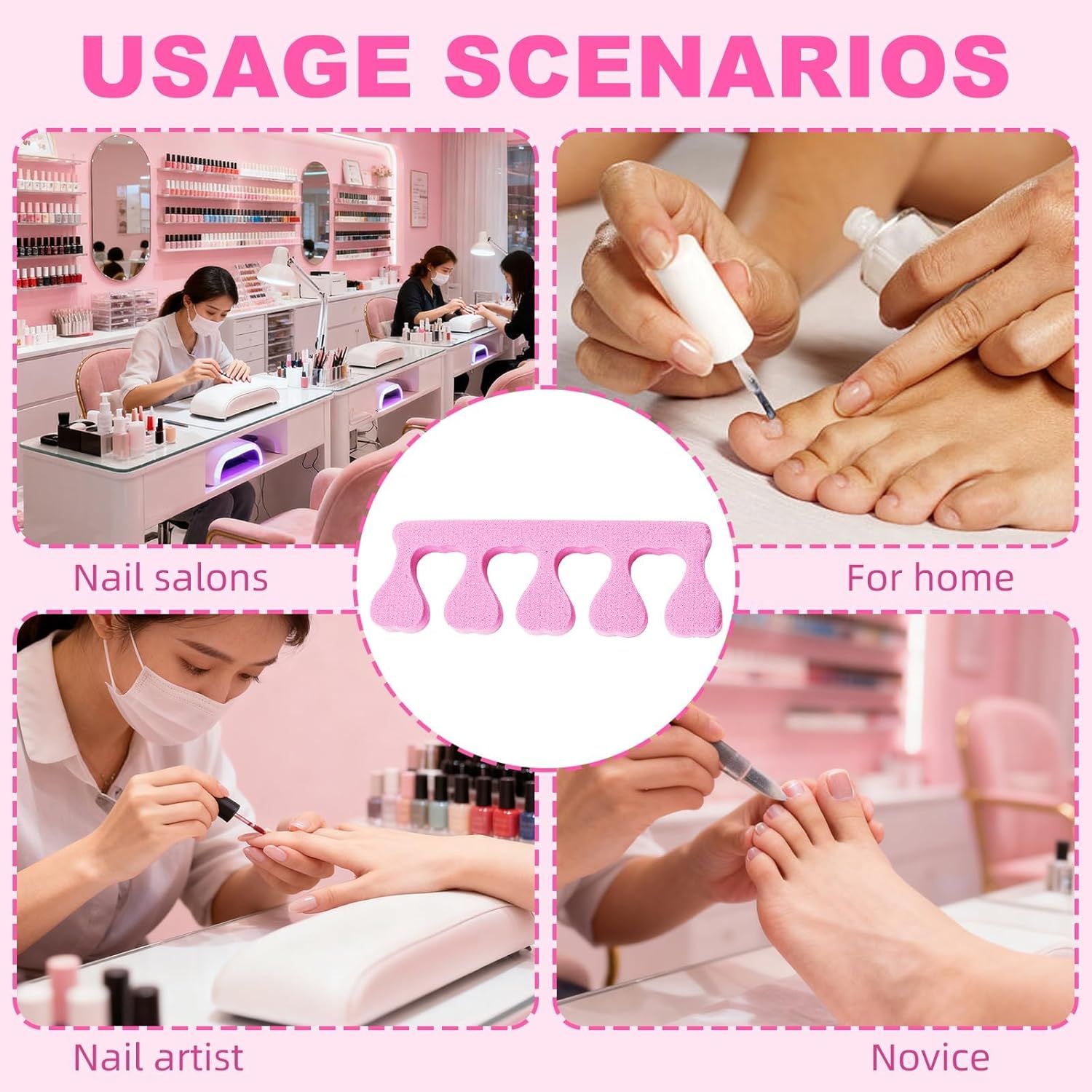 20 Pack Sponge Toe Separators, Toe Separators Set/Soft Foam Toe Separator, Flexible Toe Spacers for Pedicures Toe Dividers for Women Nail Art Pedicure Manicure 3.94x1.38''