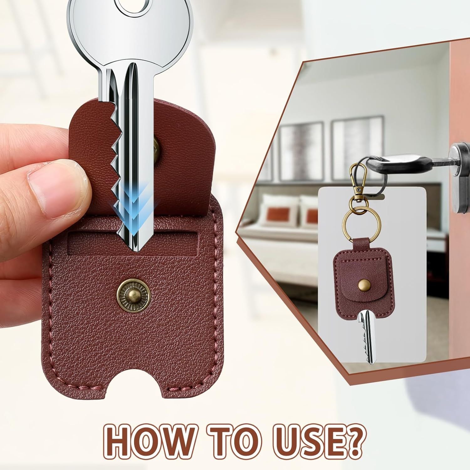 3PCS Leather Car Key Sleeve, PU Leather Keychain Protector, Broken Cars Key Loop Replacement, Smart Remote Protector Case, Vintage Car Keychains Loop Holder for Father's Day, Christmas, Birthday