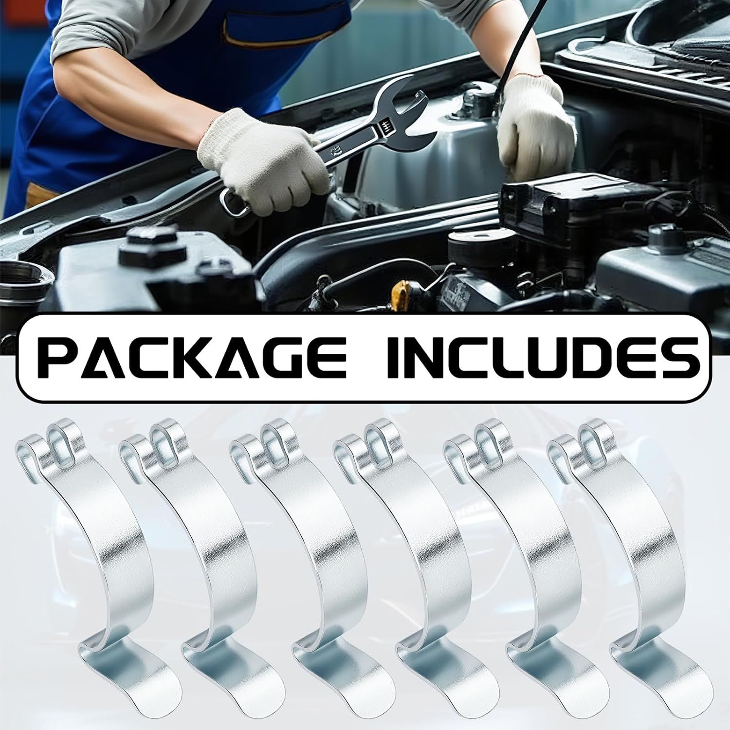 Car Air Filter Clips, 6PCS Stainless Steel Air Cleaner Cover Clip for Car, Airing Filter Clean Housing Box Lid Spring Clip Clamp, Universal Airs Cleaning Filters Box Housing Retaining Clipings
