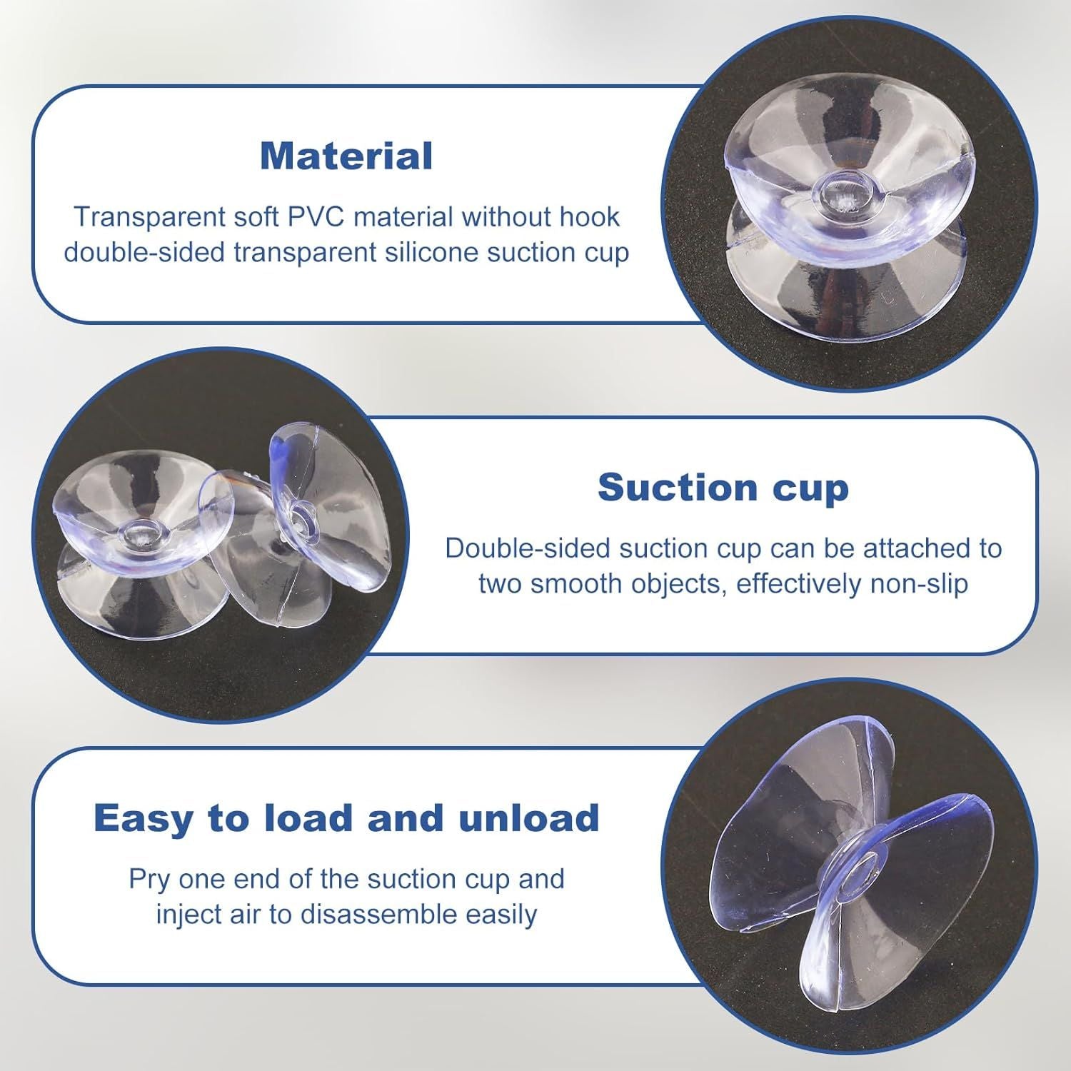 24PCS 20mm Double Sided Suction Cups, Clear Silicone Bumpers Small Suction Cups, Clear Plastic Sucker Pads/Silicone Bumpers Desk Glass Suction Cups for Furniture and Mirrors