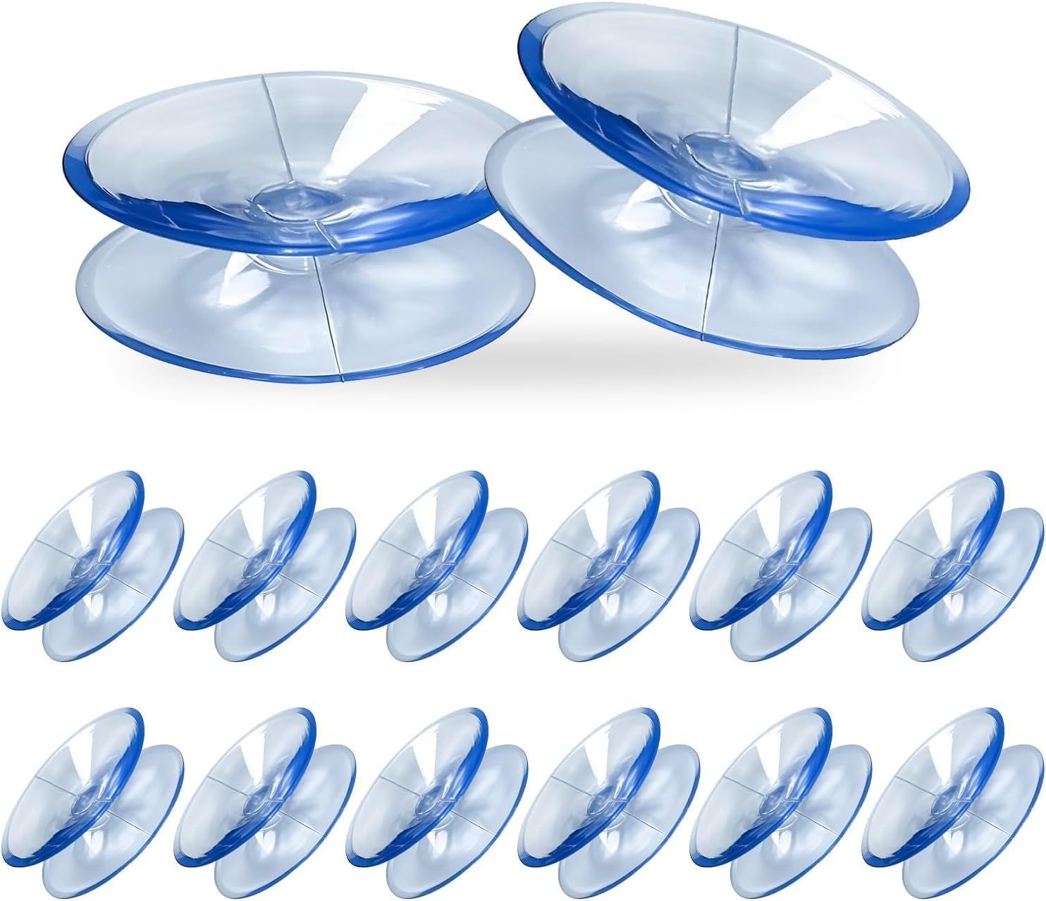 24PCS 20mm Double Sided Suction Cups, Clear Silicone Bumpers Small Suction Cups, Clear Plastic Sucker Pads/Silicone Bumpers Desk Glass Suction Cups for Furniture and Mirrors