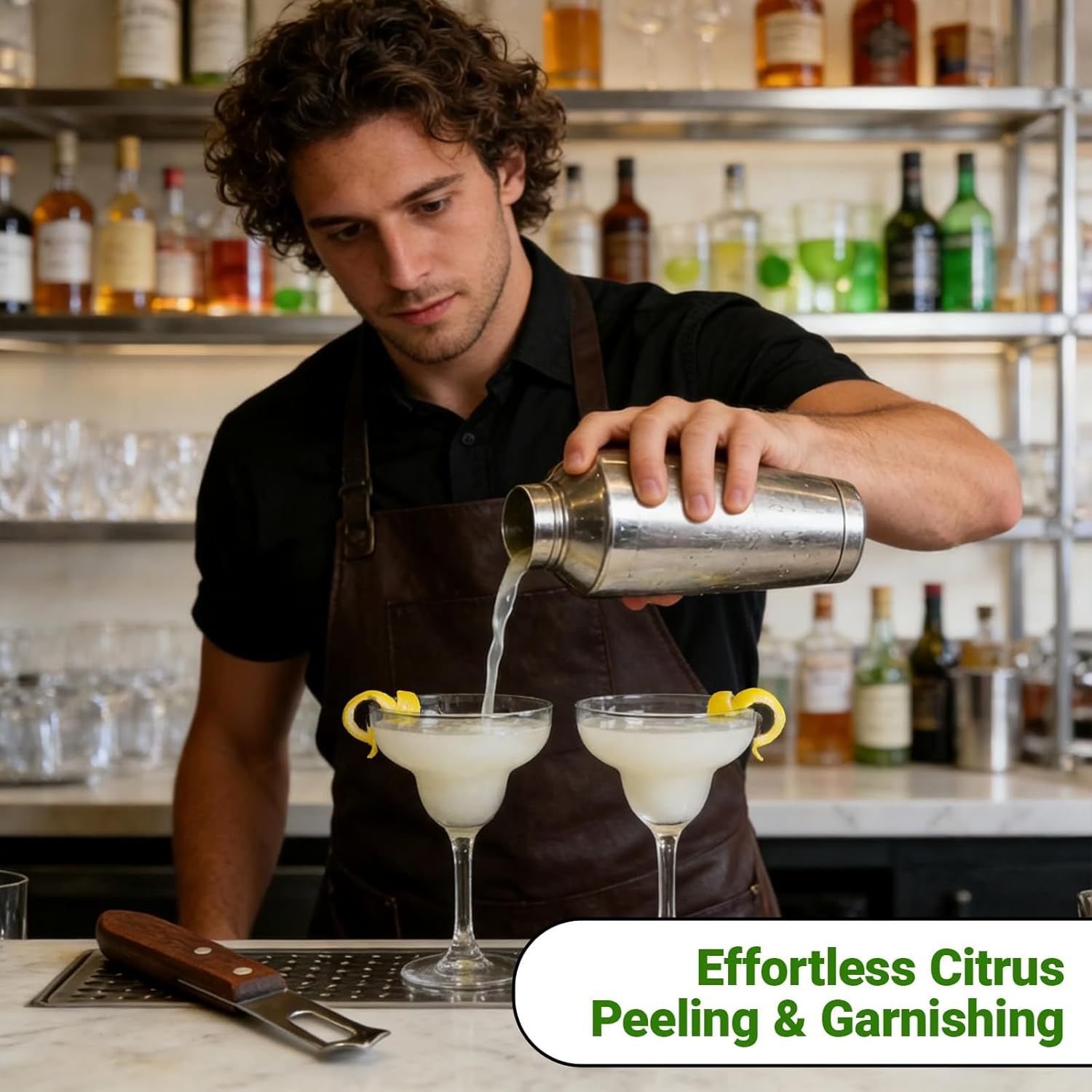 1PCS Citrus Zester and Orange Peeler Tools, Channel Knife, Walnut Wood and Stainless Steel Bar Peeler Tool, Channel Knife for Bartenders & Home Mixologists, Craft Cocktails 5.59 x 0.86''
