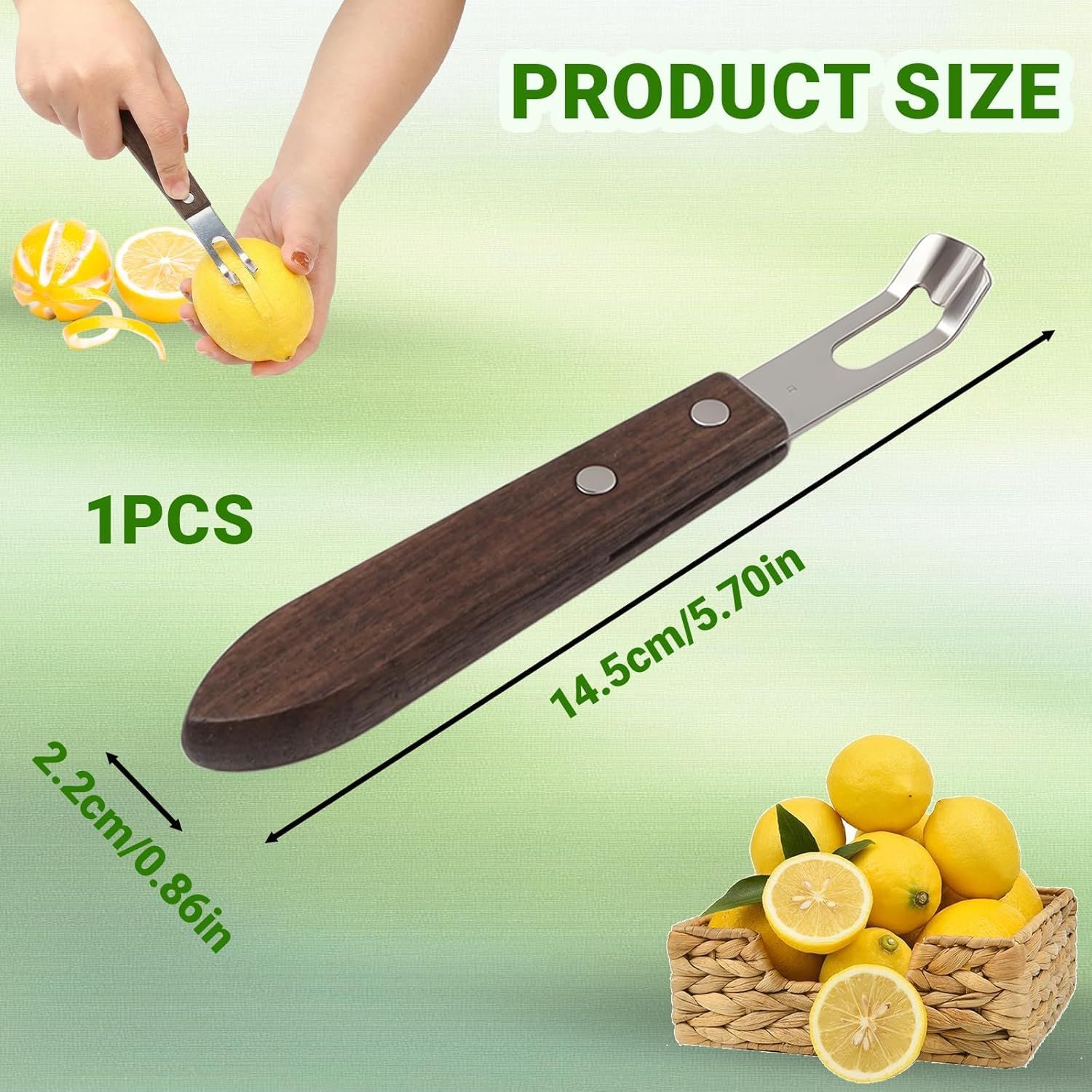 1PCS Citrus Zester and Orange Peeler Tools, Channel Knife, Walnut Wood and Stainless Steel Bar Peeler Tool, Channel Knife for Bartenders & Home Mixologists, Craft Cocktails 5.59 x 0.86''