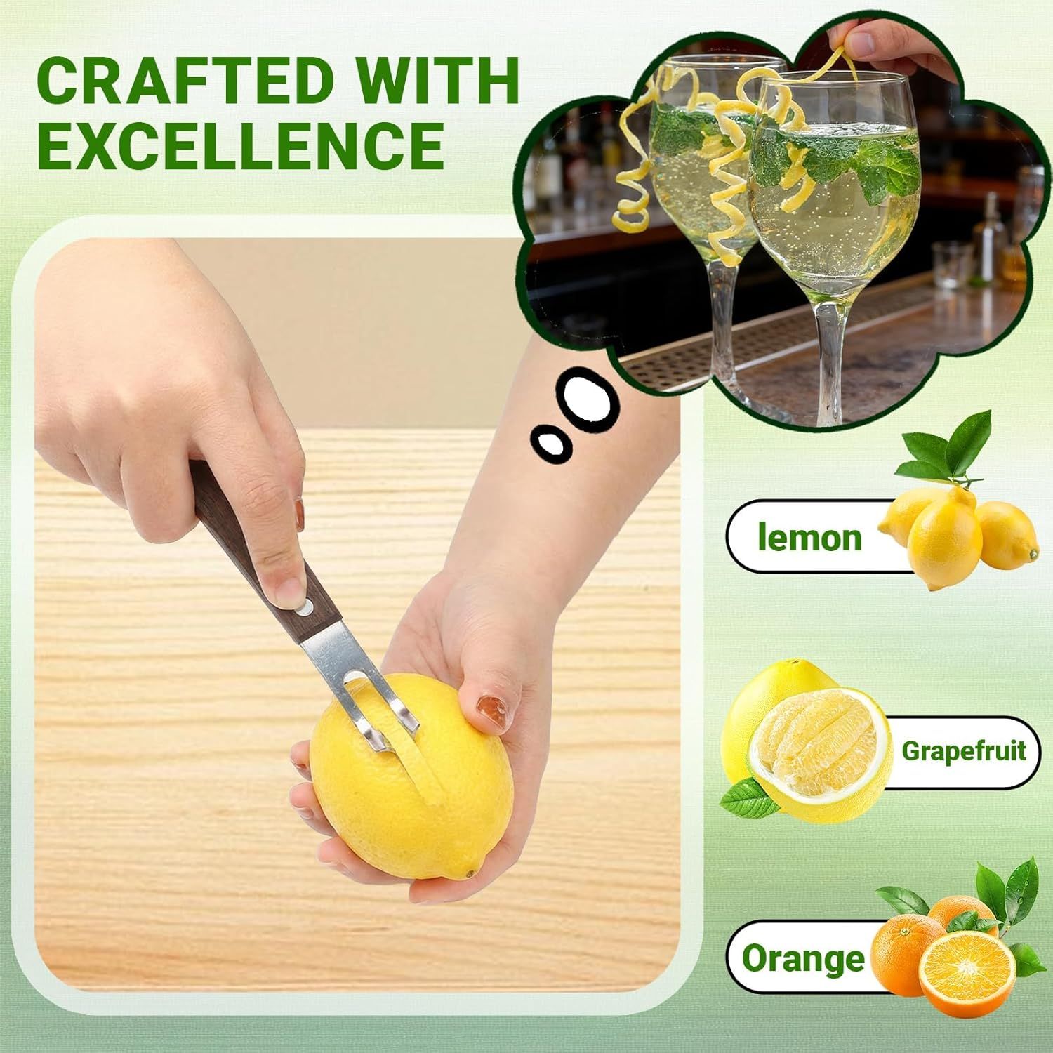 1PCS Citrus Zester and Orange Peeler Tools, Channel Knife, Walnut Wood and Stainless Steel Bar Peeler Tool, Channel Knife for Bartenders & Home Mixologists, Craft Cocktails 5.59 x 0.86''