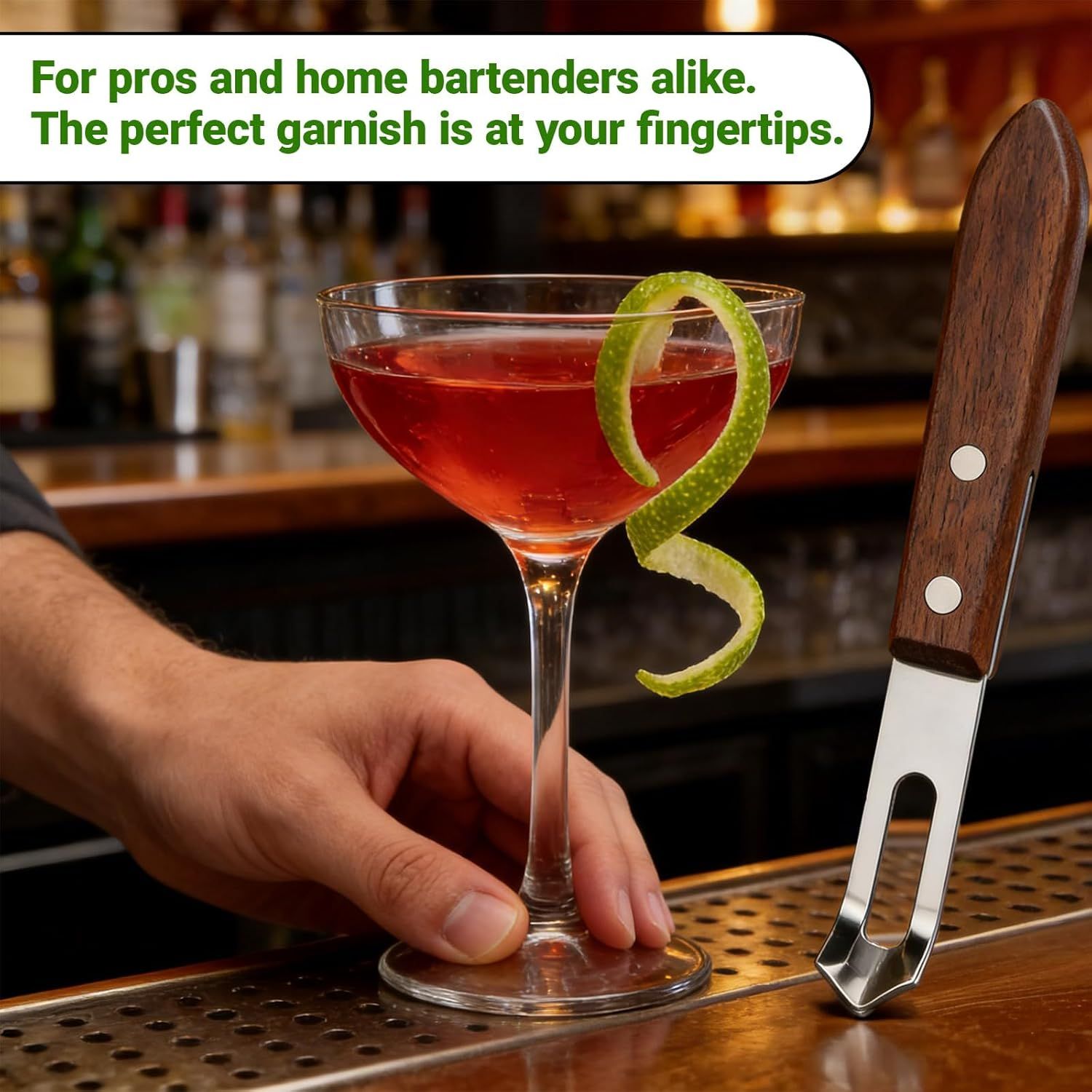 1PCS Citrus Zester and Orange Peeler Tools, Channel Knife, Walnut Wood and Stainless Steel Bar Peeler Tool, Channel Knife for Bartenders & Home Mixologists, Craft Cocktails 5.59 x 0.86''