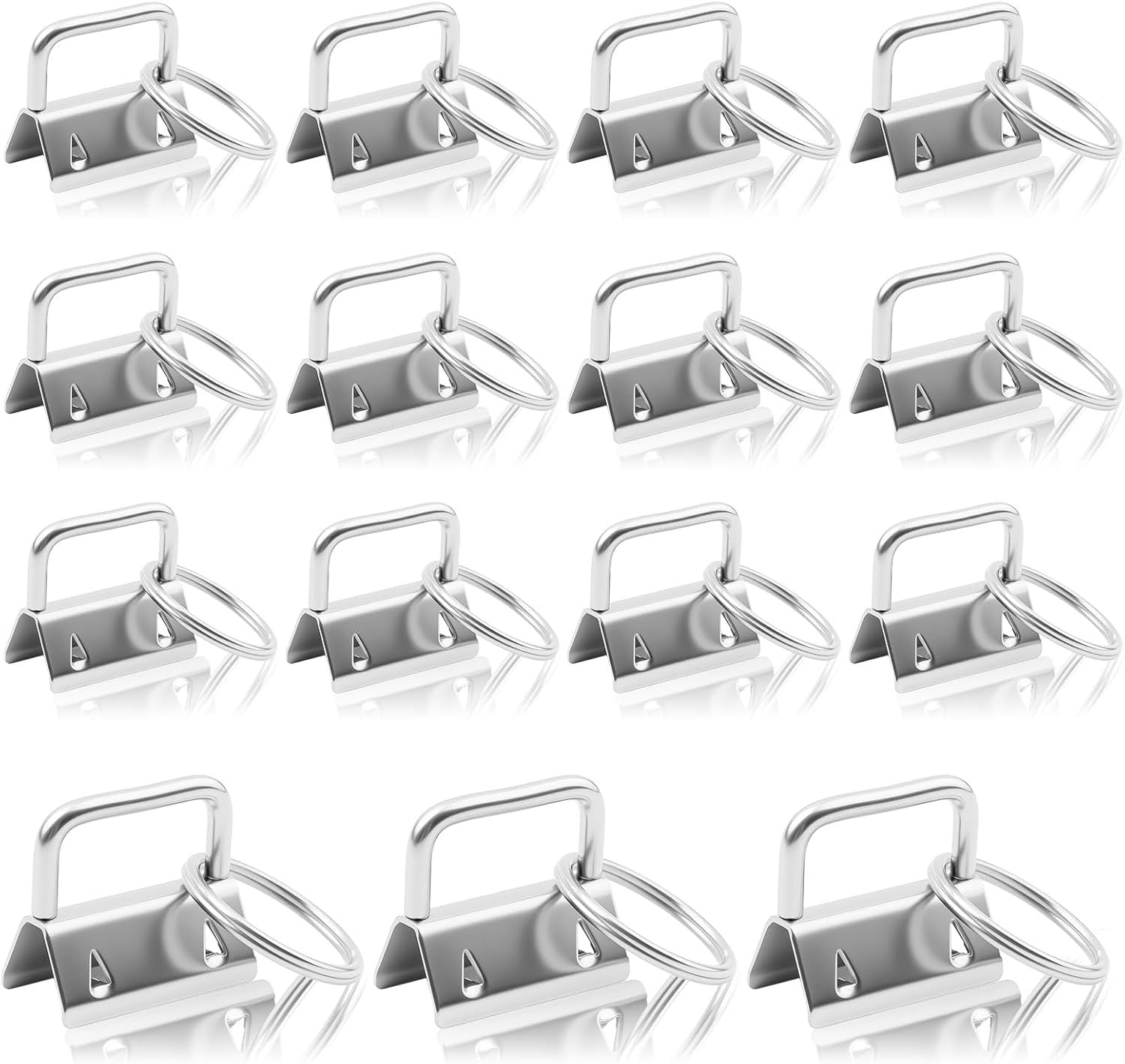 15PCS Key Fob Hardware Bulk, Key Fob Keychain Wristlet-Clamp Supplies for DIY Craft Making, Lanyard Keychain Hardware, Silver Keychain Wristlet for Lanyard, Suitcase Tag, Dog Leash Accessories