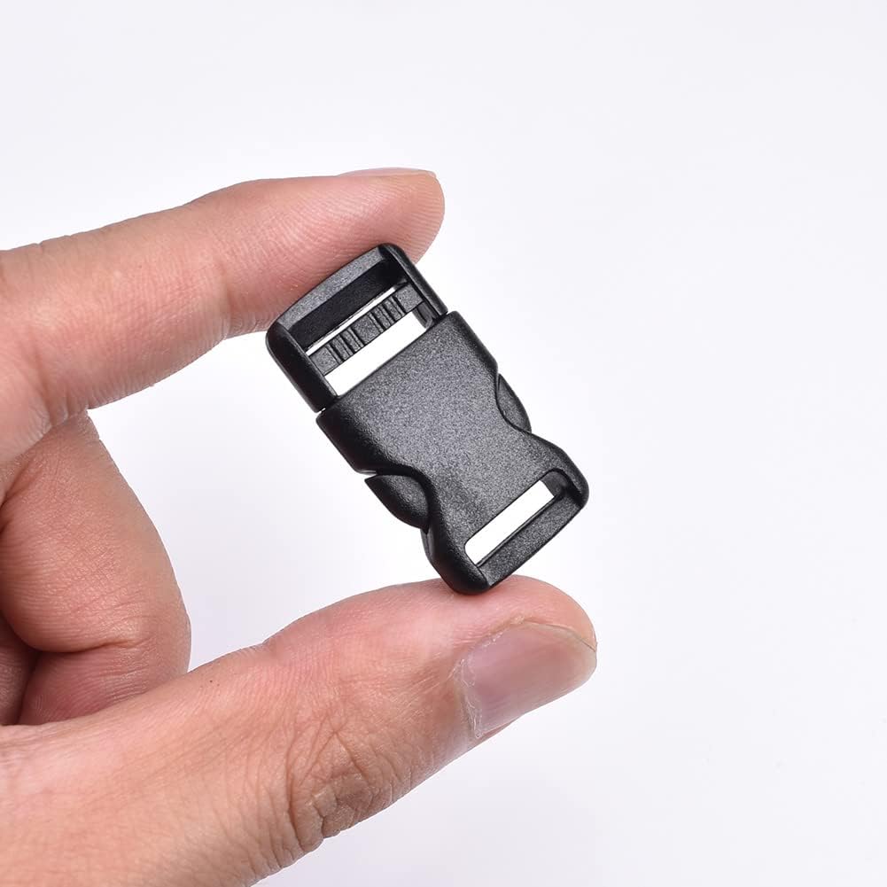 CooBigo 10pcs 1/2" 12.5mm Side Release Buckles Plastic Black Quick Adjustable Buckle For Backpack Strap DIY Pets Collar Accessory