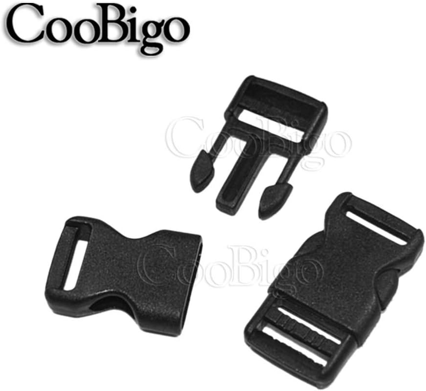 CooBigo 10pcs 1/2" 12.5mm Side Release Buckles Plastic Black Quick Adjustable Buckle For Backpack Strap DIY Pets Collar Accessory