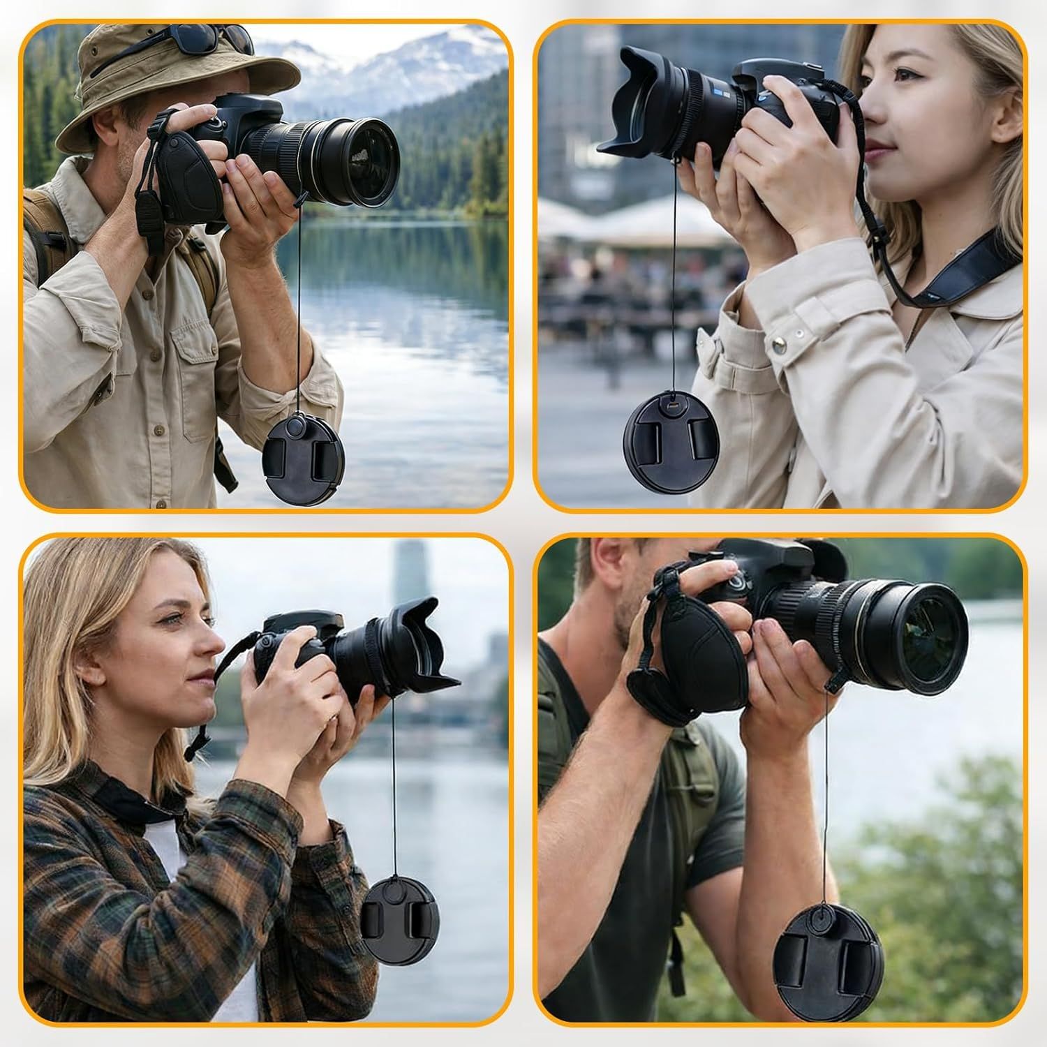 5PCS Camera Lens Cap Tether, Universal Lens Cap Leash & Keeper/Elastic String Holder Compatible with DSLR Lenses, Lens Cap Security Strap Fits All SLR Mirrorless Camera Lenses Cap