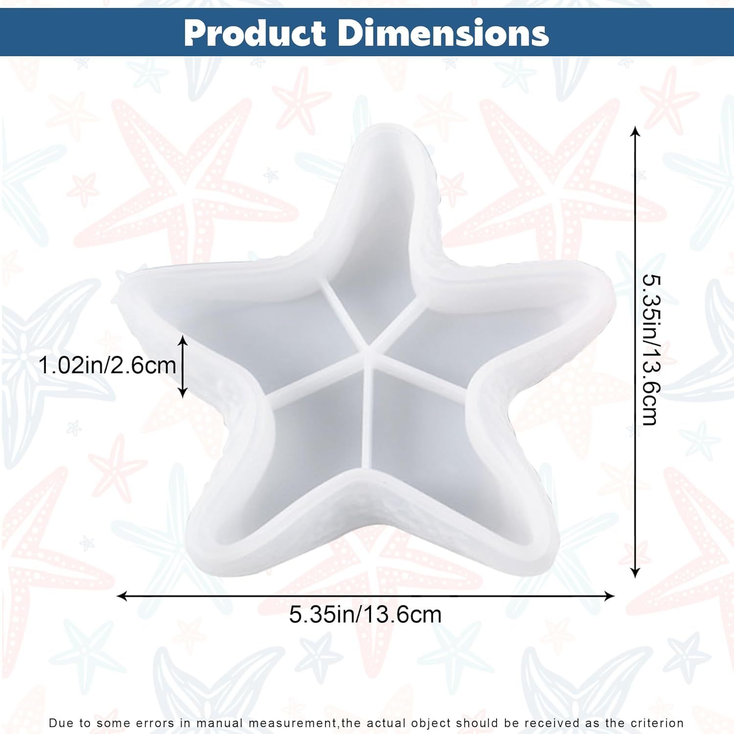 Starfish Tray Silicone Mold, Candle Holder Jewelry Plate Silicone Mold for Epoxy Resin, Trinkets Container Storage Dish Mould for Resin Concrete Cement Art Craft DIY Home Decor