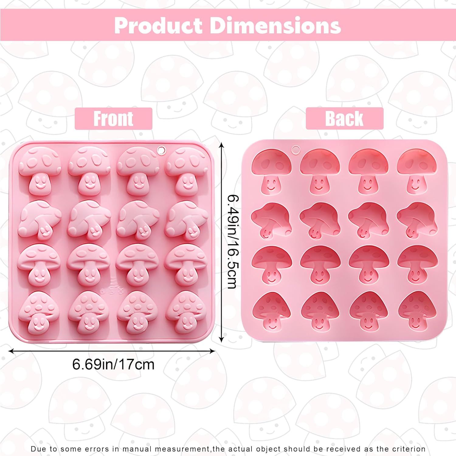 Mushroom Chocolate Mold,16-Cavity Mushroom Silicone Mold Mushroom Shaped Candy Fondant Mold for Chocolate, Candy, Fondant, Polymer Clay, Gummy,Cake Decoration